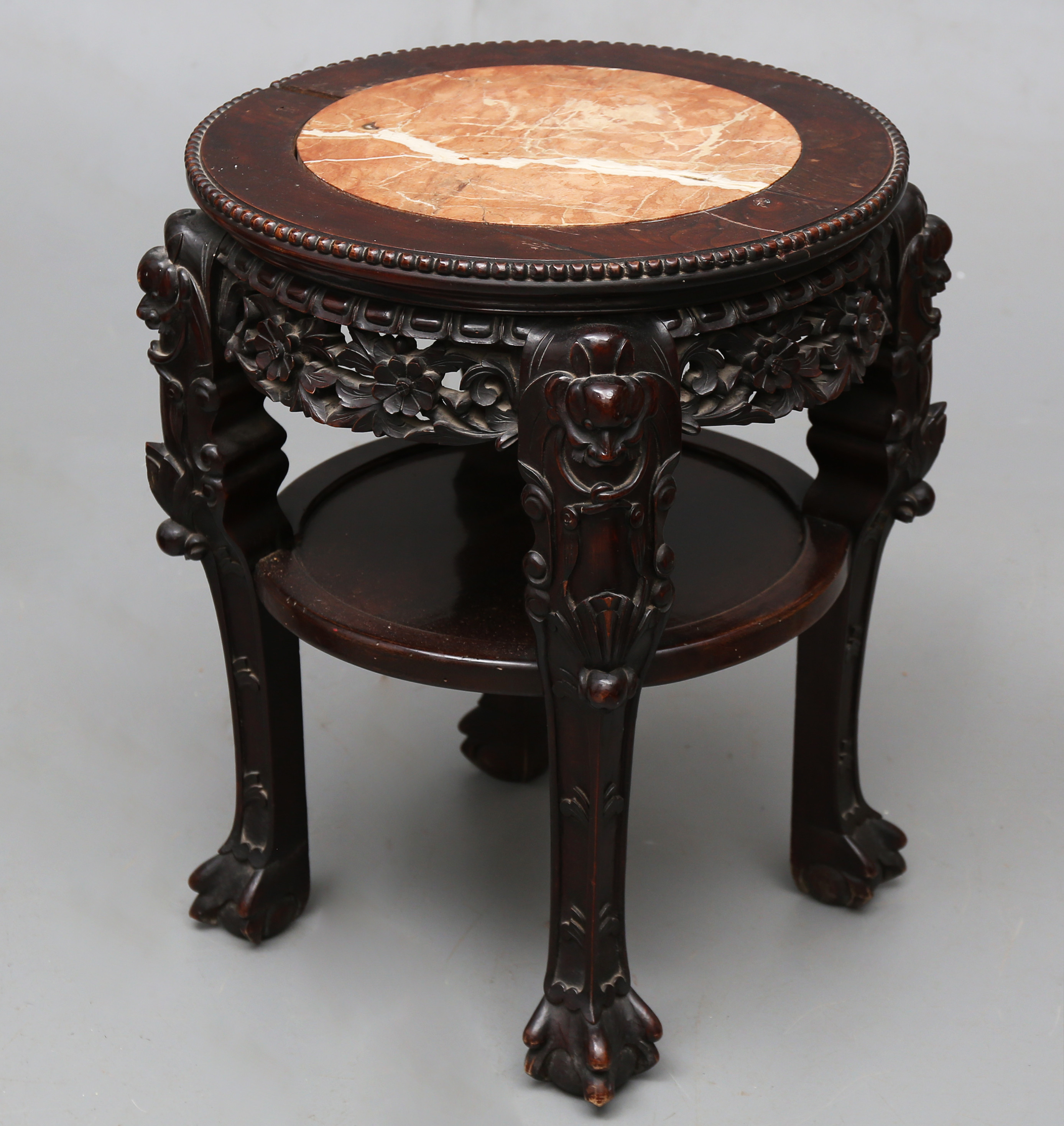 Images for 2243373. Chinese base in carved Oriental wood and marble top