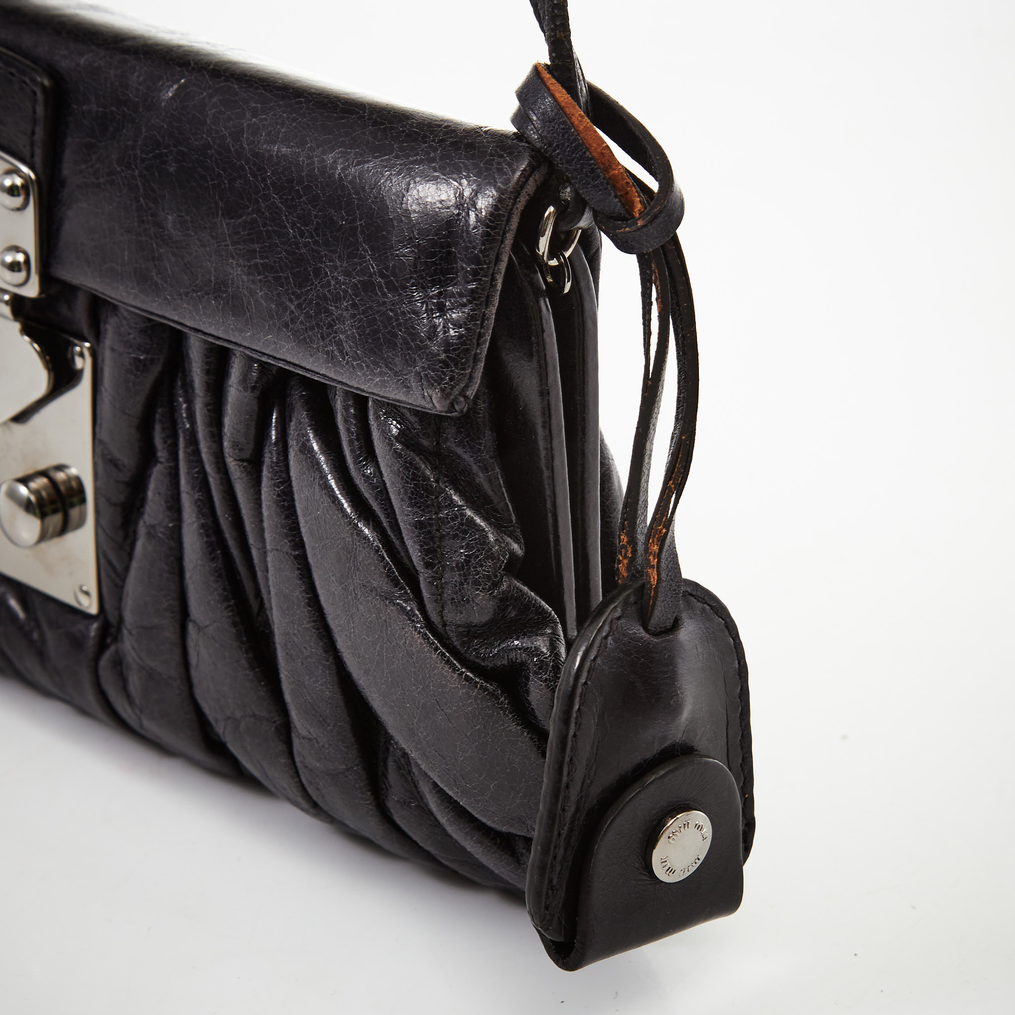 Images for 2361144. MIU MIU, shoulder strap bag in dark blue embossed leather, details in