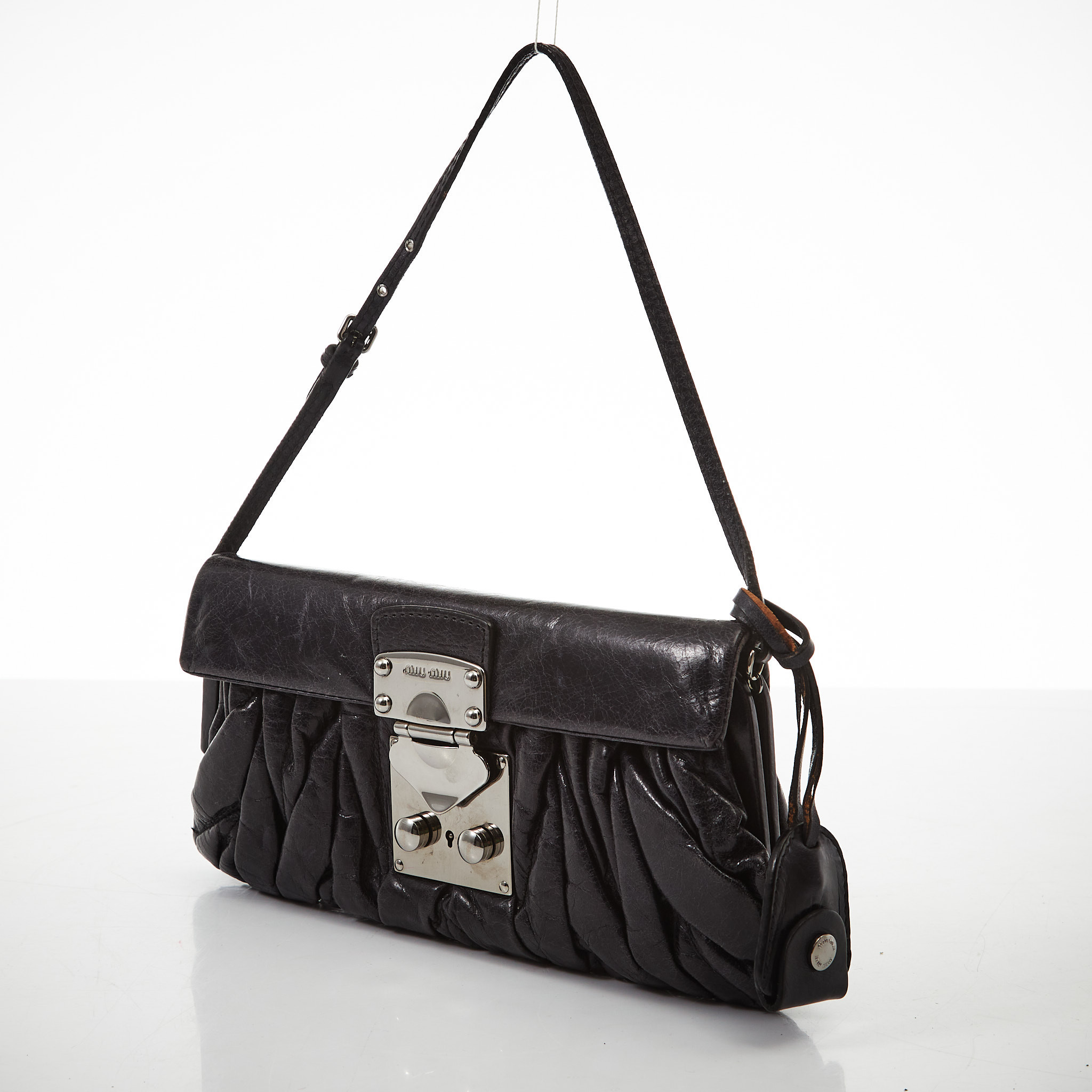 Images for 2361144. MIU MIU, shoulder strap bag in dark blue embossed leather, details in