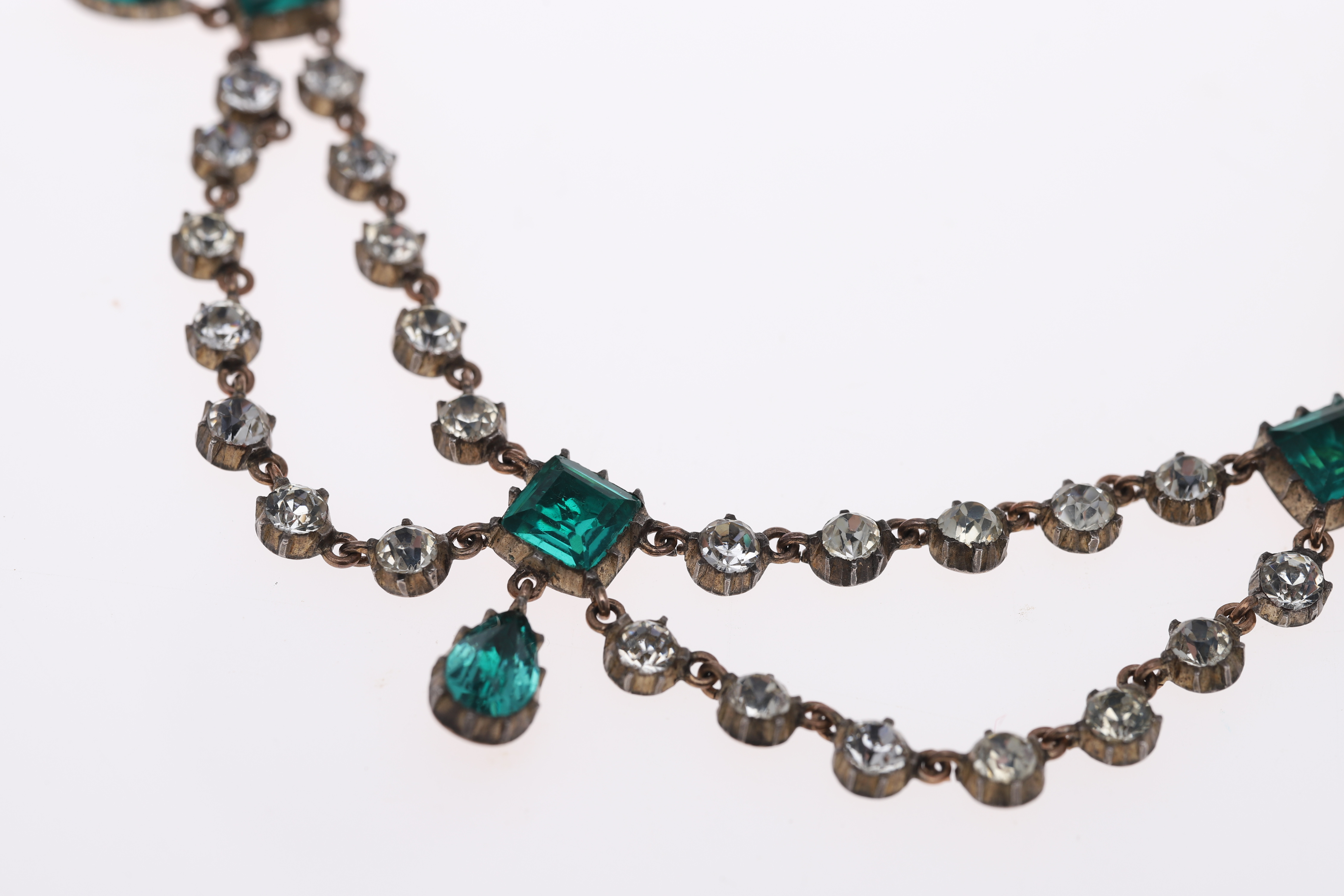 Images for 2364121. A VICTORIAN GREEN & WHITE PASTE FESTOONED NECKLACE