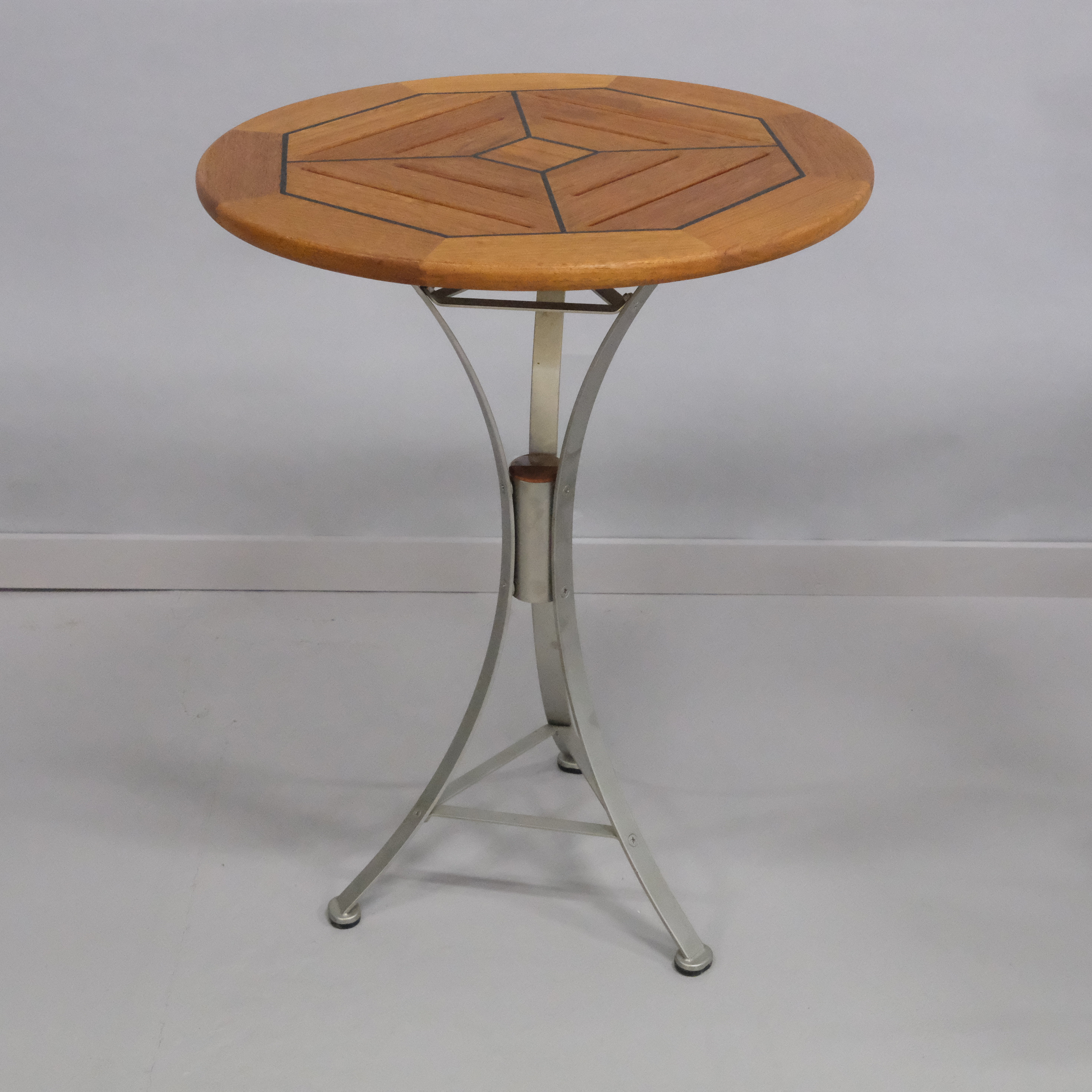 Images for 2372857. CAFE TABLE AND CHAIRS, TEAK AND METAL.