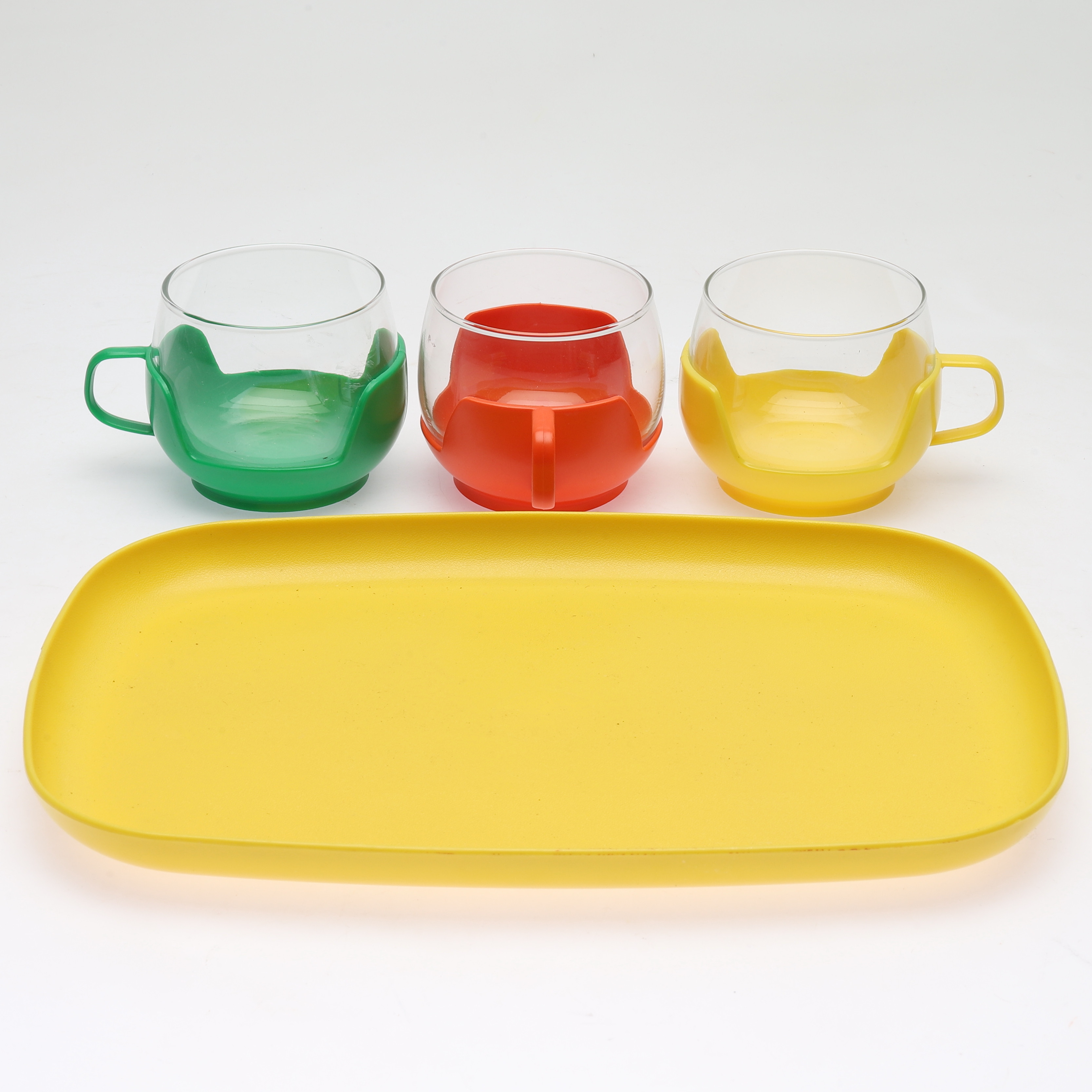 Images for 2392152. COFFEE CUPS and PLATE, glass/plastic, 1970s
