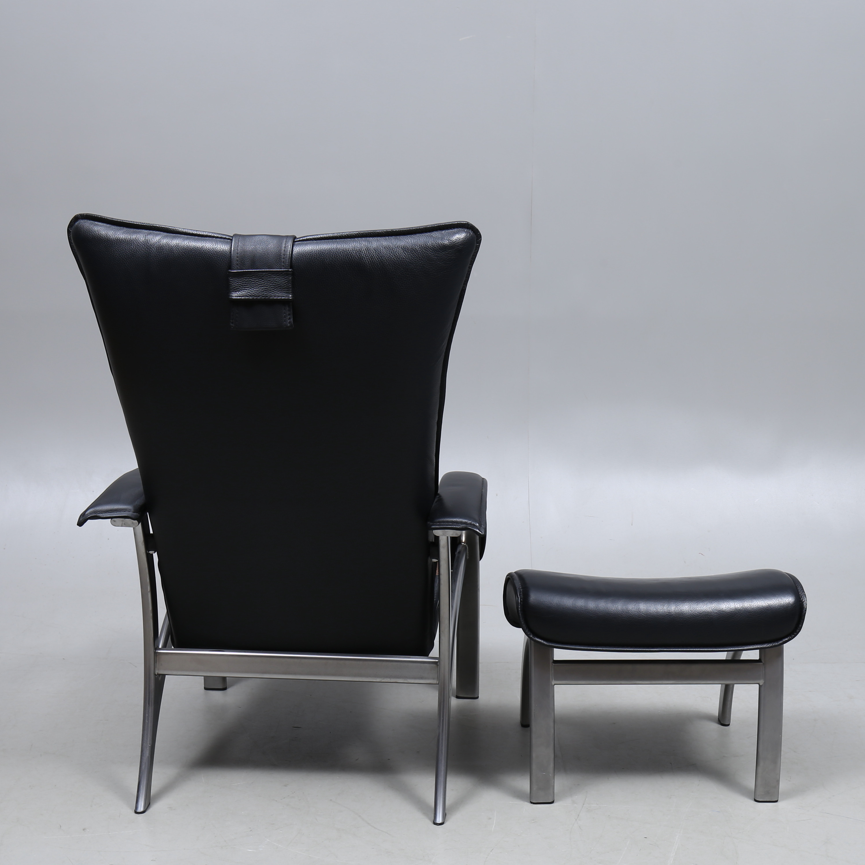 Images for 2402176. ARMCHAIR with FOOTSTOOL. Metal and Leather, "Delta