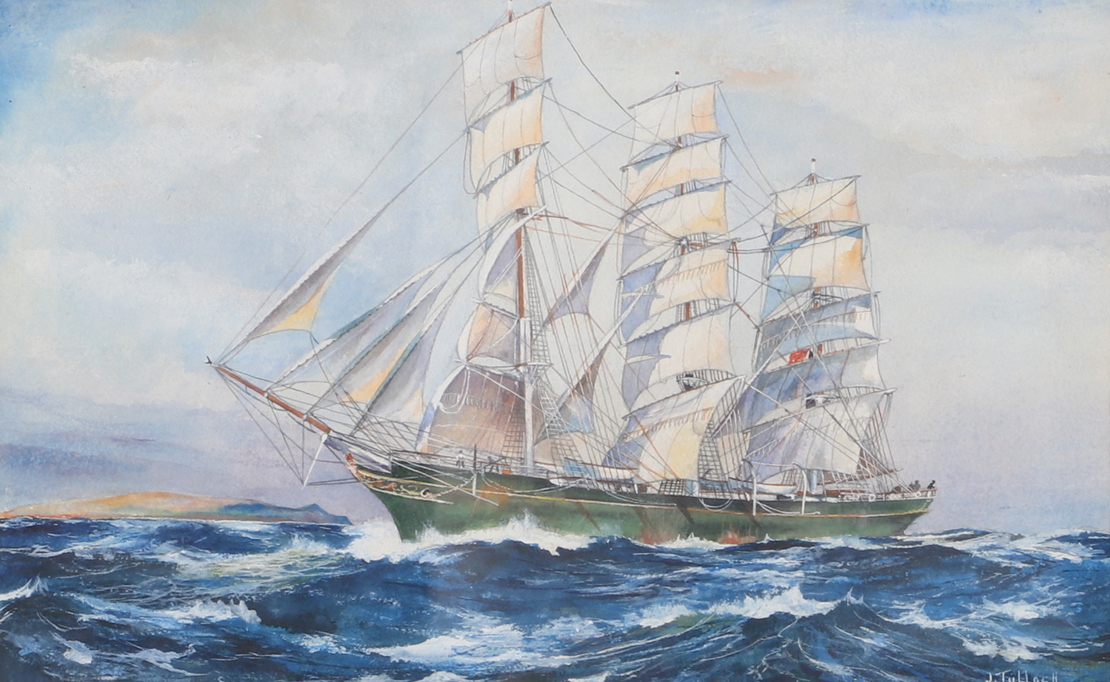 Images for 2405960. JOHN TULLOCH. Sailing ship, watercolour, signed J