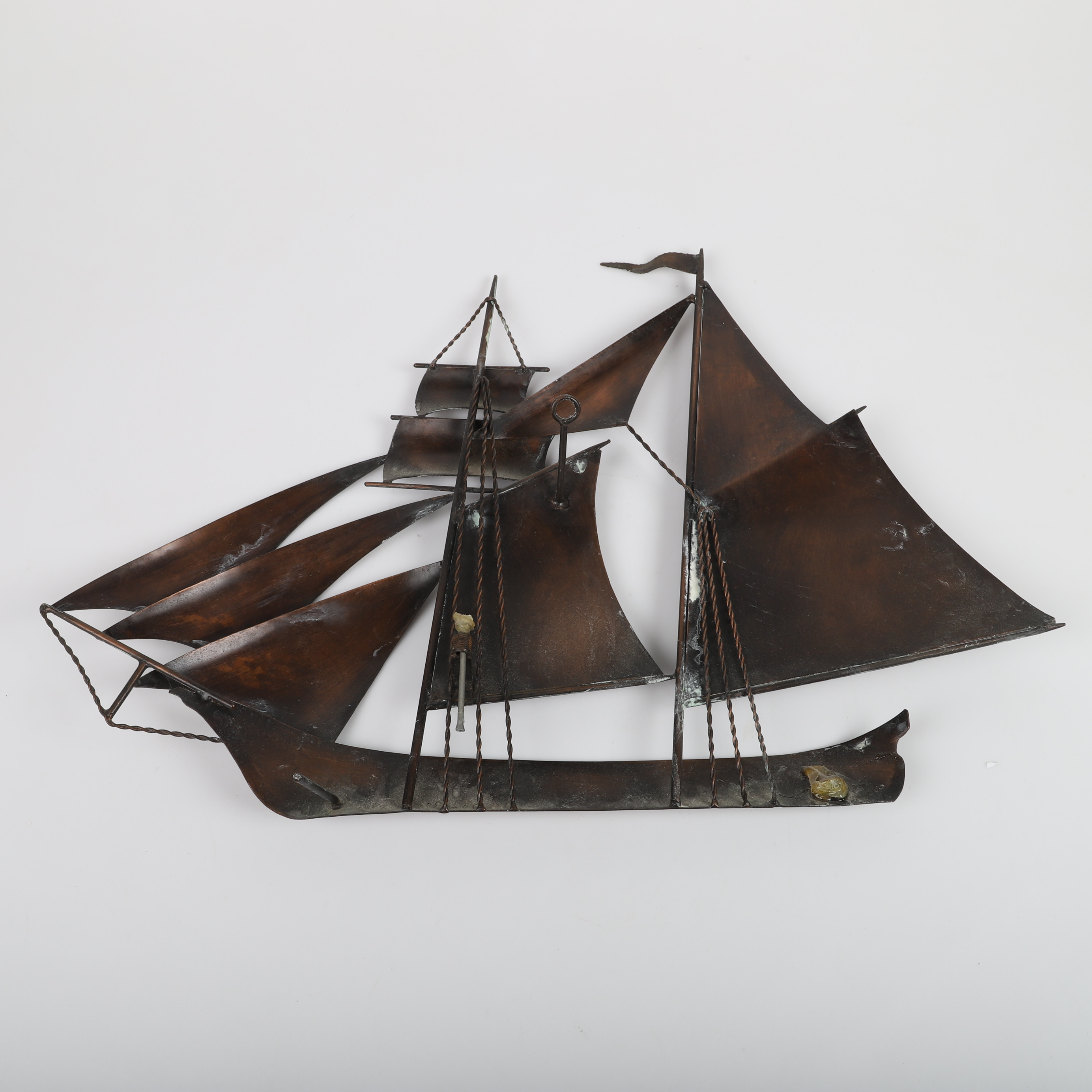 Images for 2422077. WALL RELIEF, boat, copper plate, 20th century.