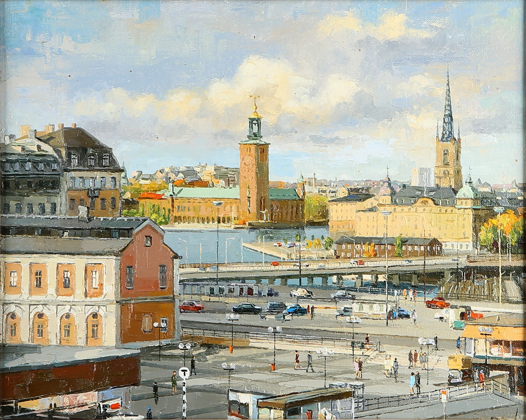 Images for 2432576. JACK PRUDNIK. Stockholm motif, Slussen, oil on canvas. Signed.