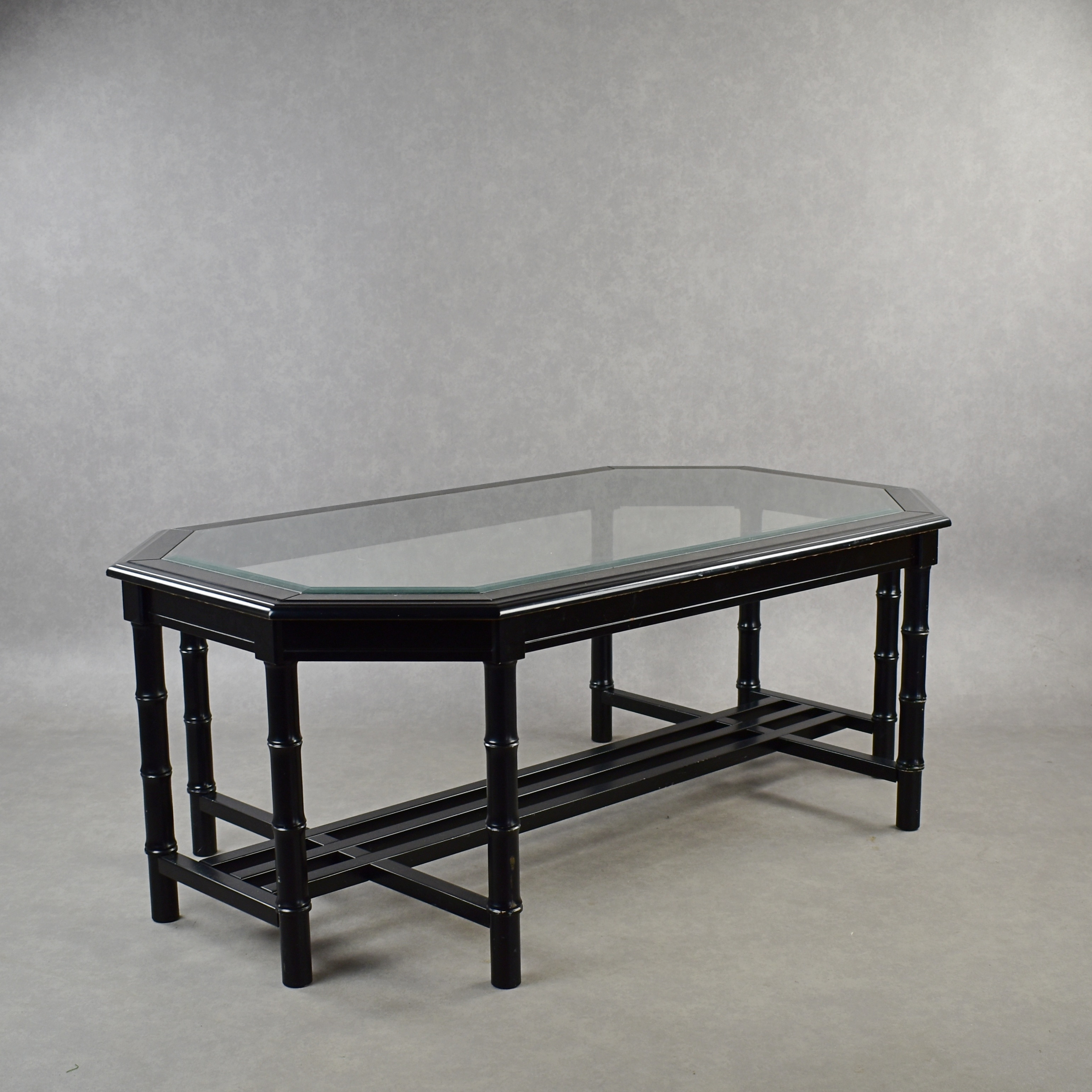 Images for 2466340. TABLE with GLASS TOP, frame of painted wood