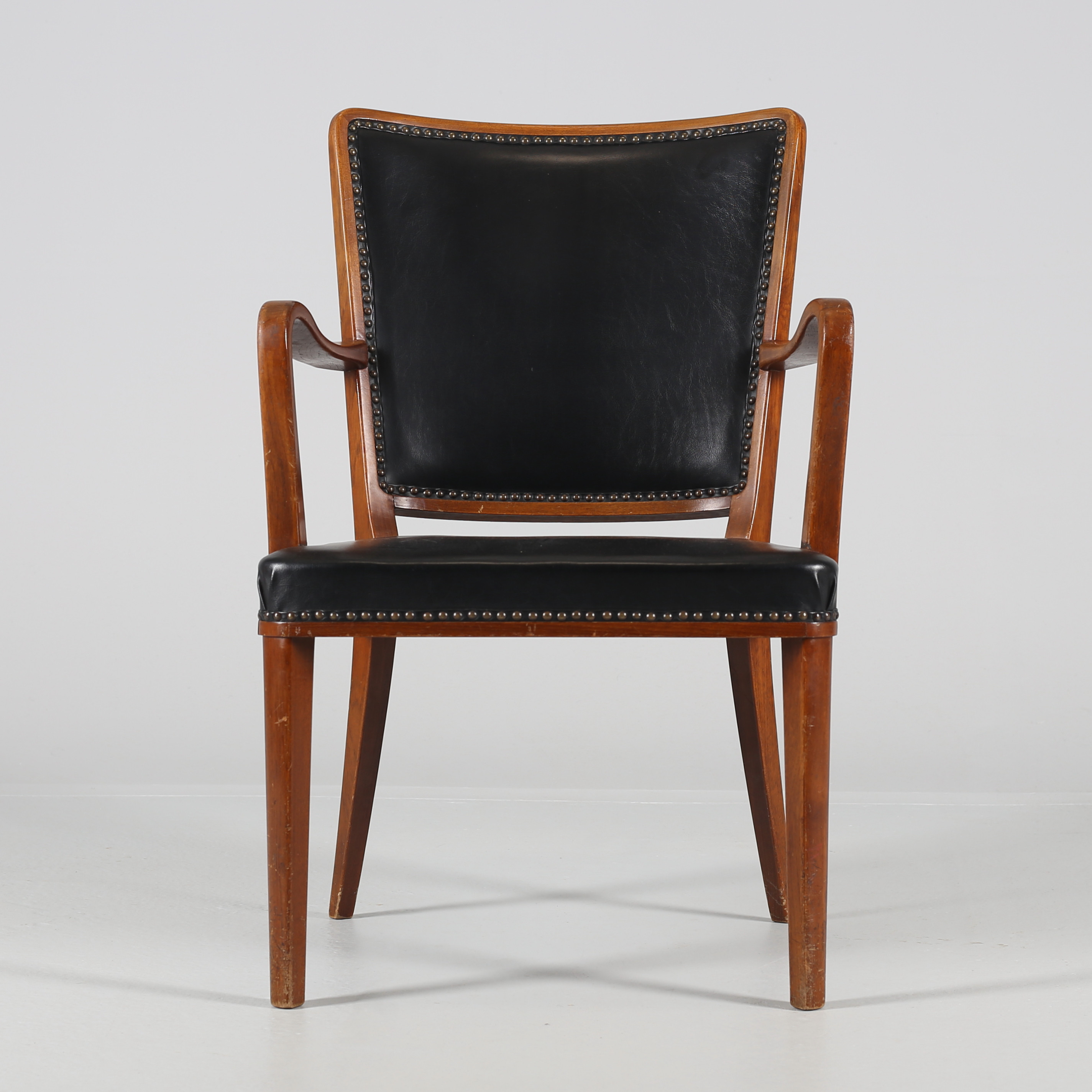 Images for 2639616. ARM CHAIR / OFFICE CHAIR, mahogany frame with fixed upholstered seat and