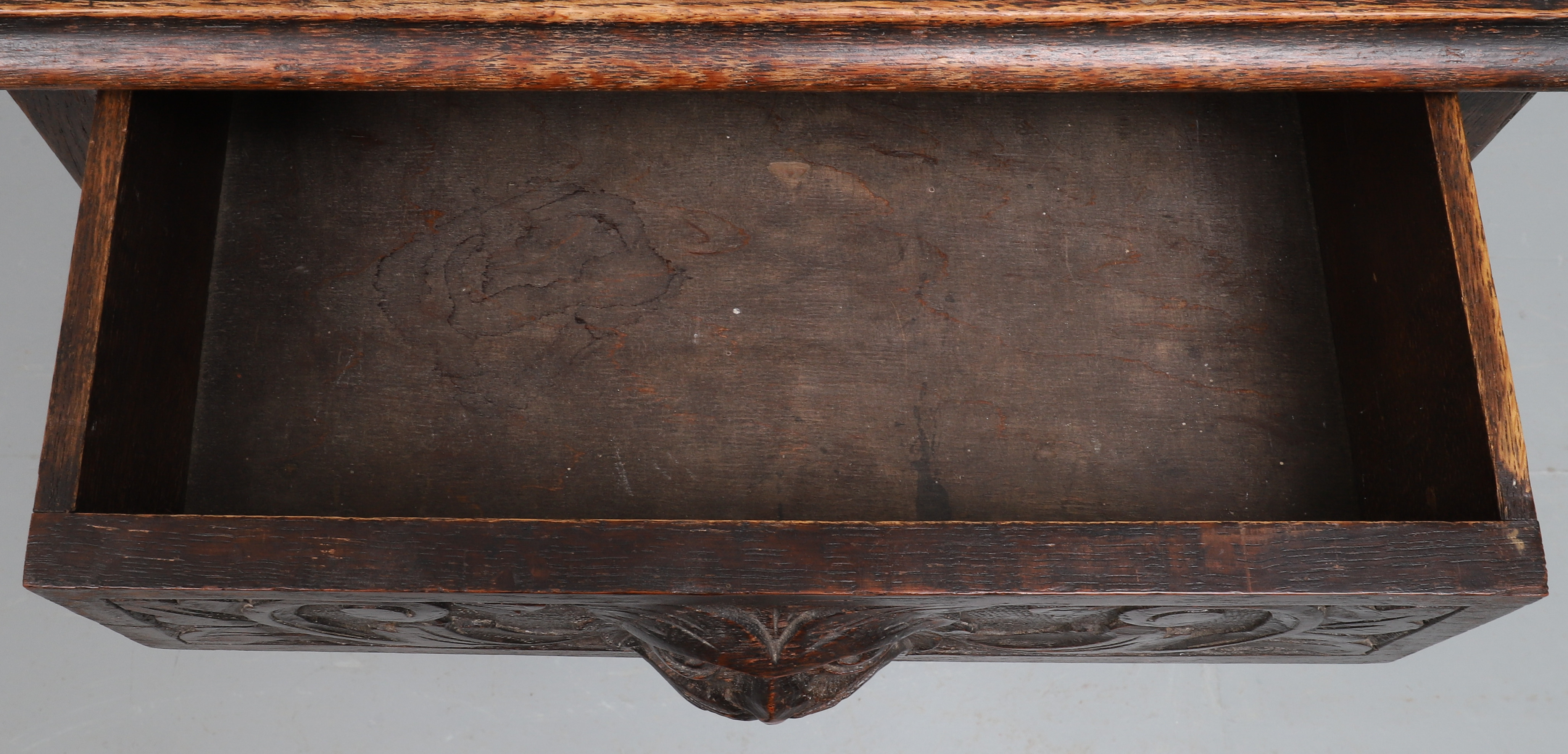 Images for 2643850. A 17TH CENTURY STYLE CARVED DARK STAINED OAK TABLE