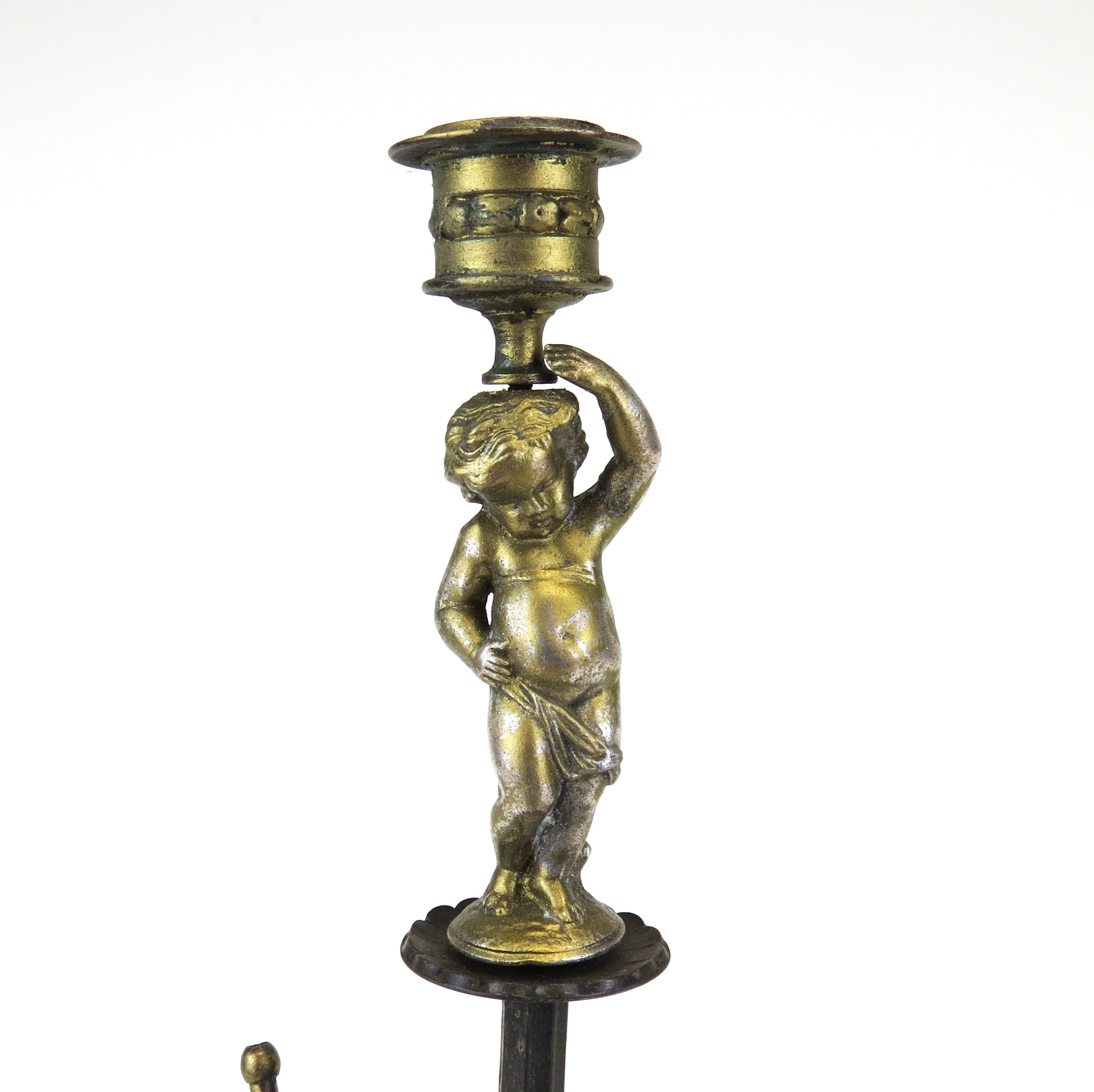 Images for 2665640. DEER HEAD AND CHERUB CAST BRONZE CANDLESTICK WITH