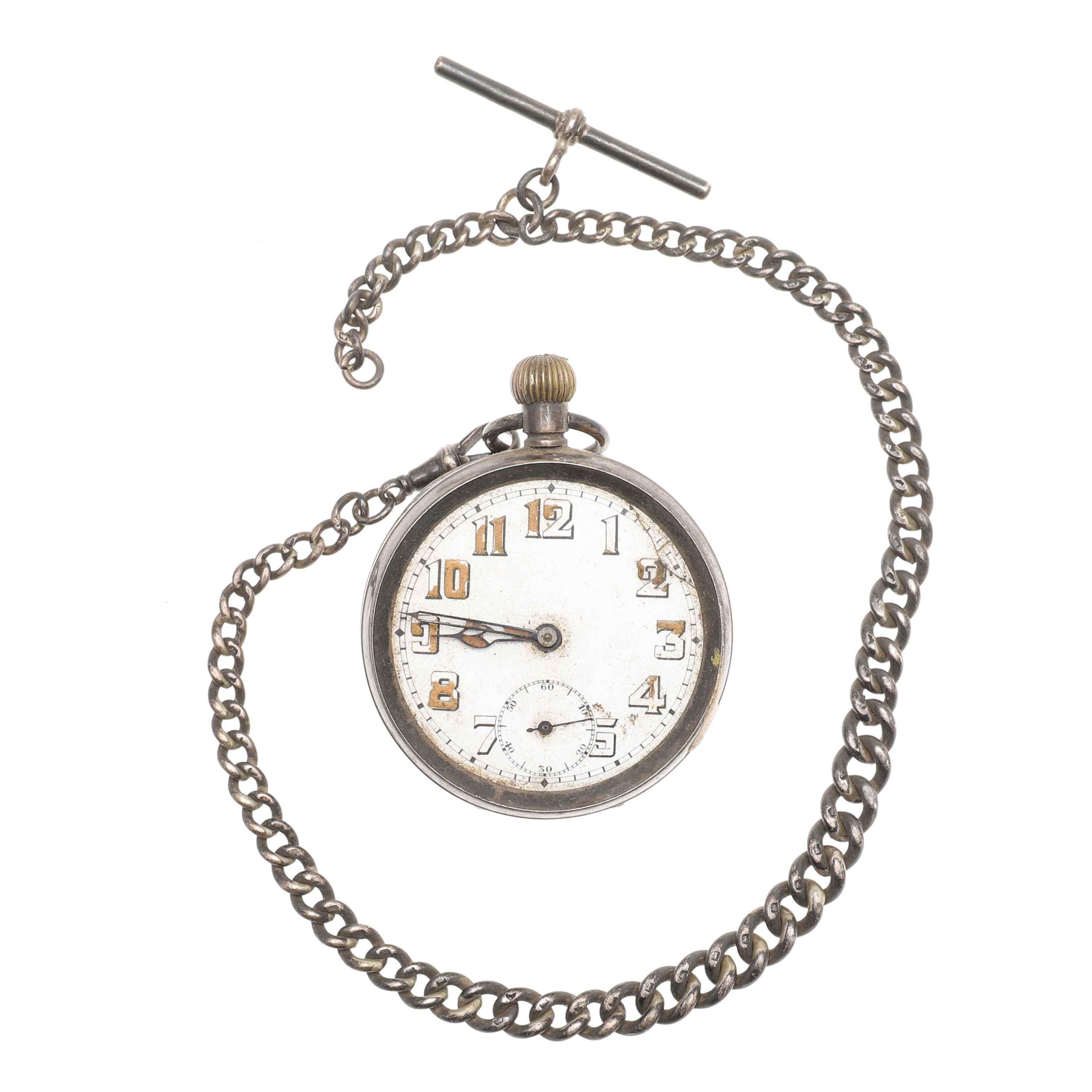Images for 2666827. A SILVER CASED POCKET WATCH ON CHAIN.