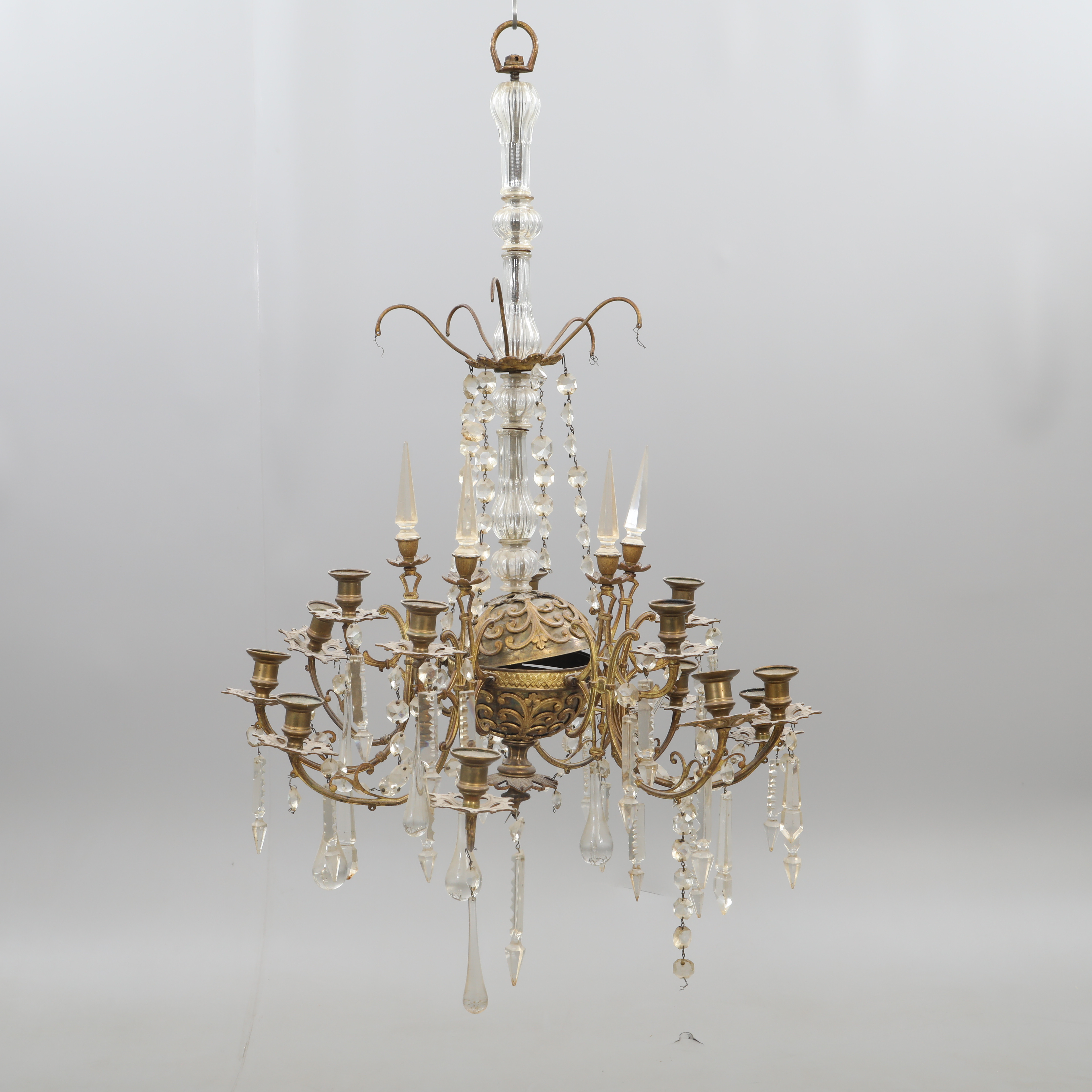 Images for 2687954. CHANDELIER, 15 candle holders, brass frame and glass.