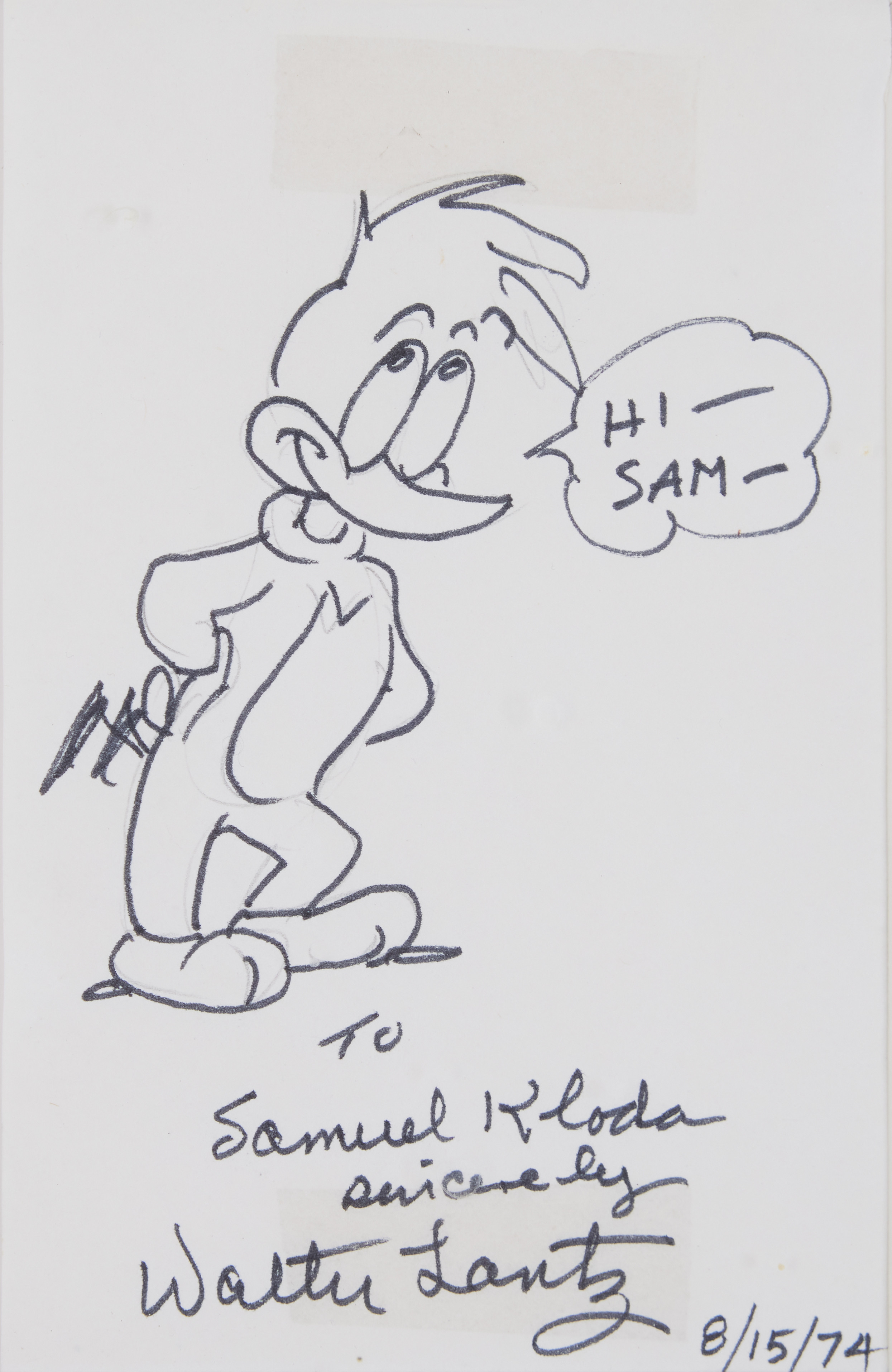 Images for 2735325. LANTZ, WALTER. LANTZ, SIGNED INK DRAWING, HACKE