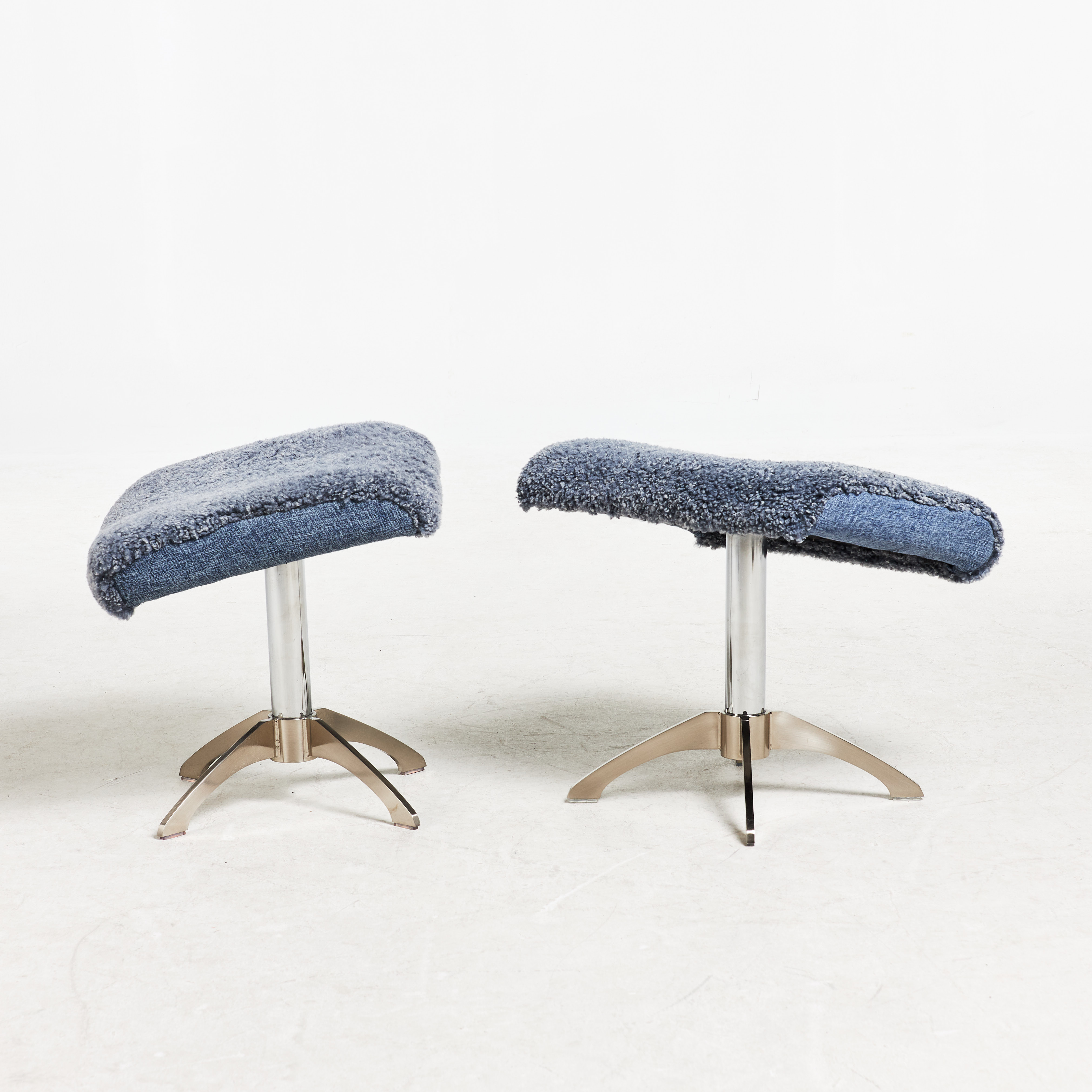 Images for 2757748. FOOTSTOOLS, 1 pair, chrome legs, seats upholstered