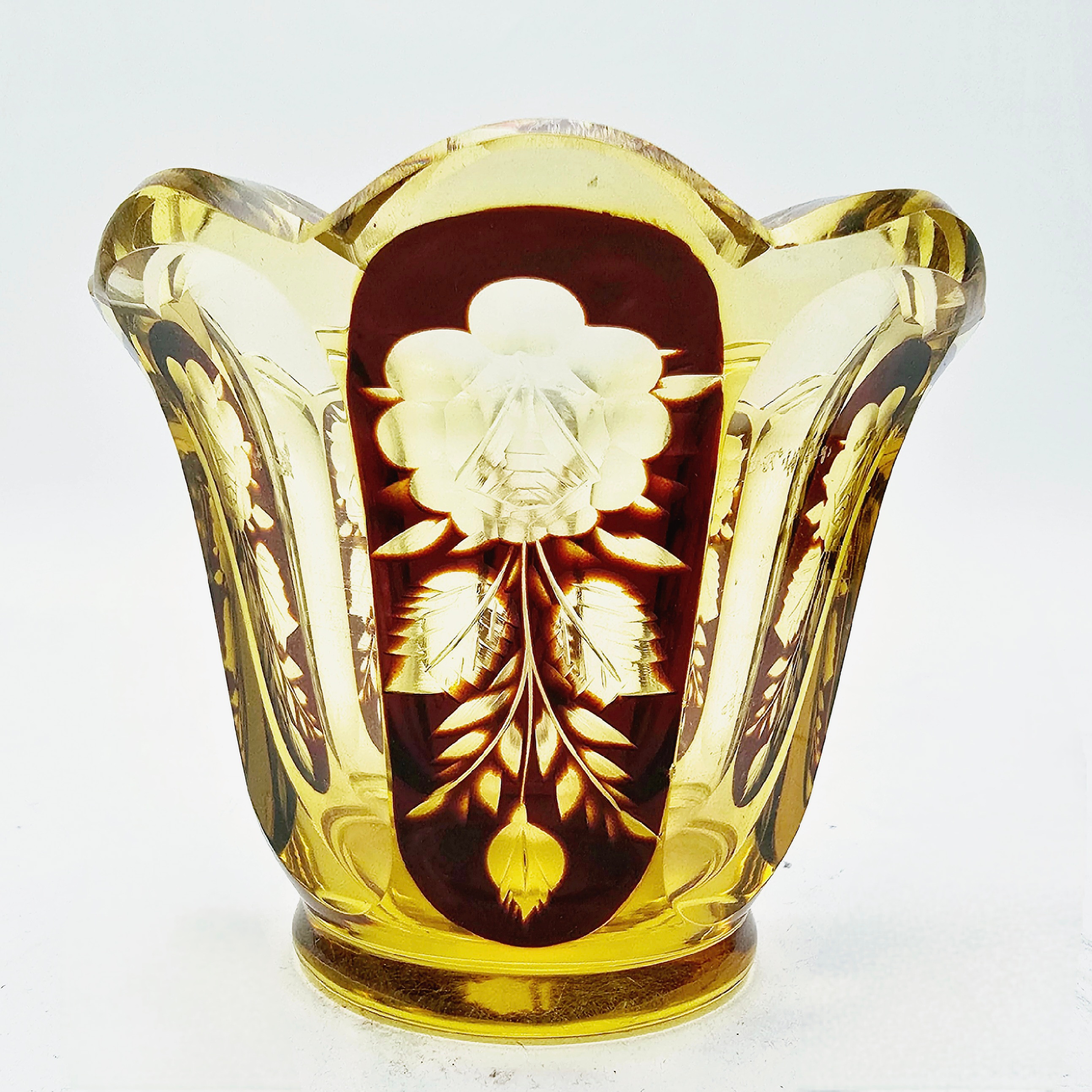 Images for 2770665. SET OF THREE VASES IN CARVED BOHEMIAN CRYSTAL. FIRST THIRD XX CENTURY