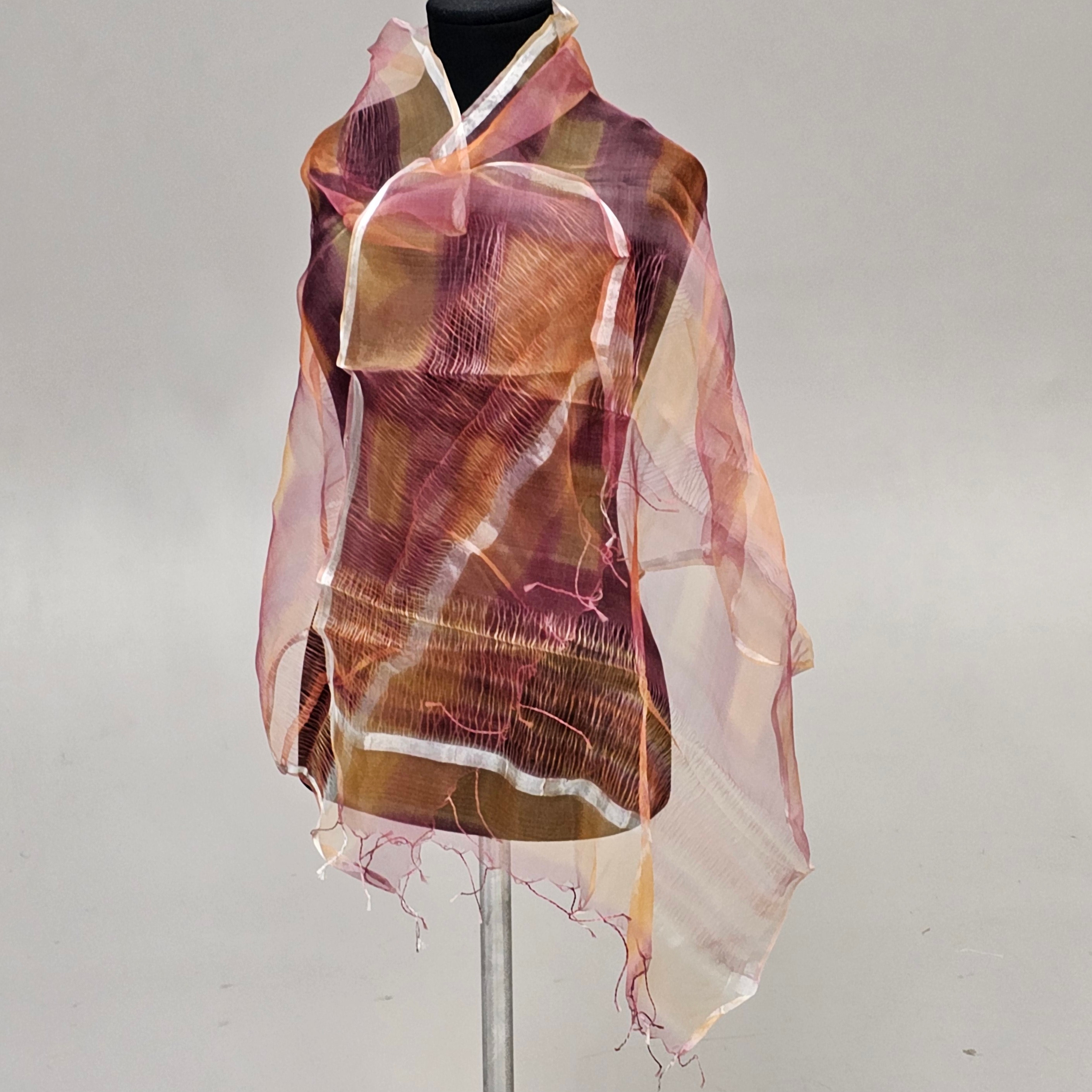 Images for 2899219. SHAWL IN FILIPINO RICE GAUZE WITH IMMEDIATE CALDERA AND PURPLE WITH SILVER