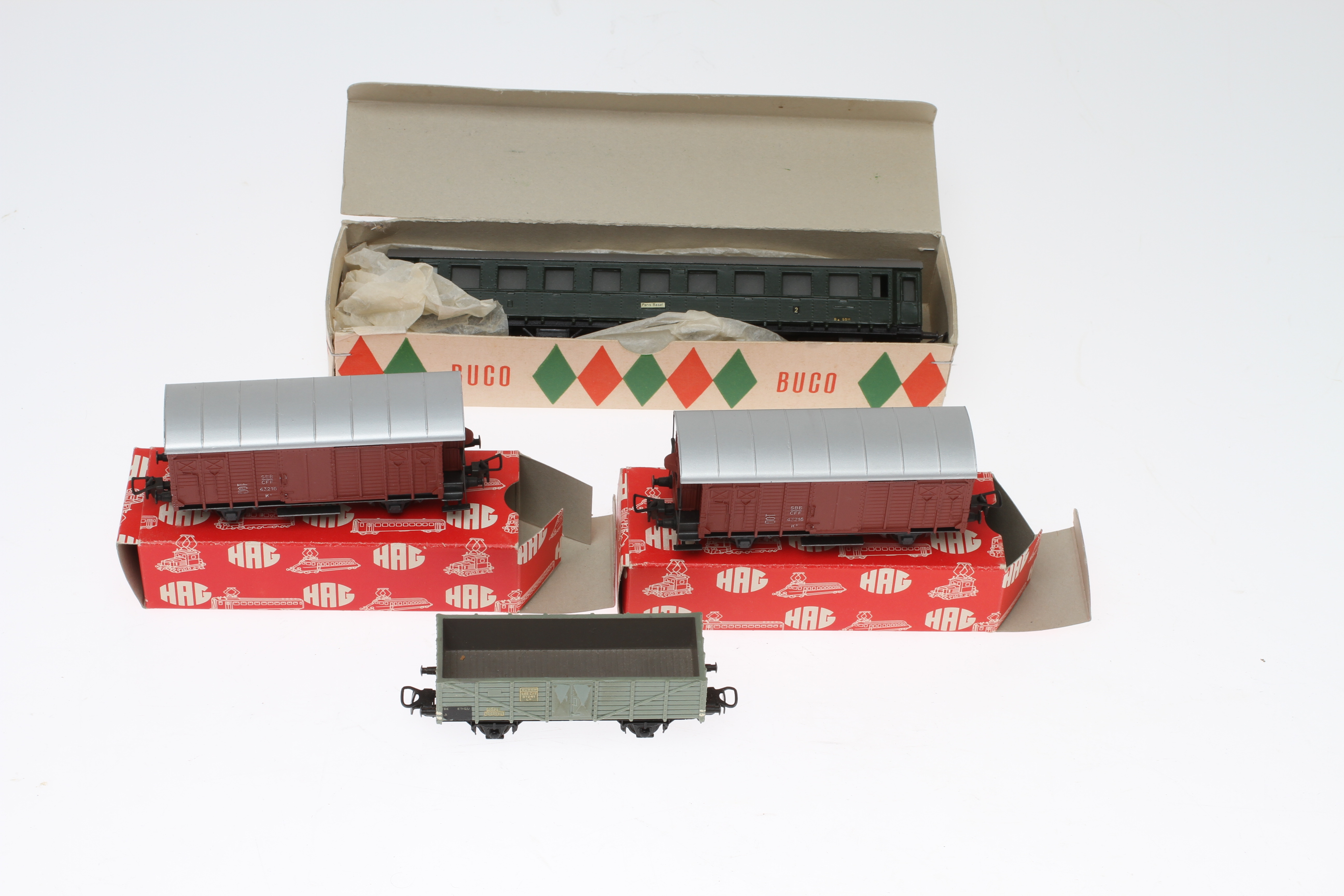 Images for 30261. MODEL TRAIN HAG 2 freight wagons in original box. BUCO freight wagon and
