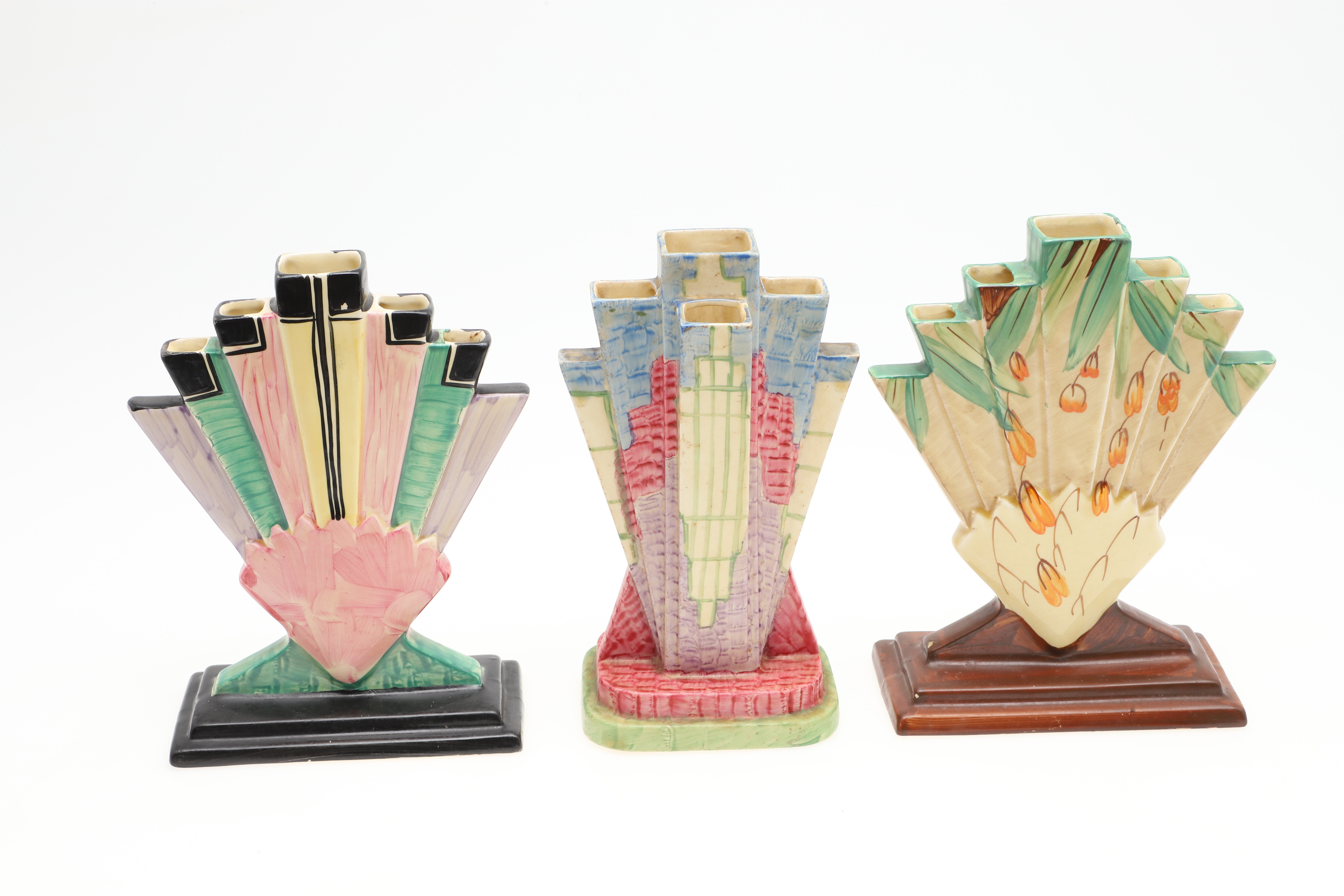 Fan Pyramid Images for 3071047. MYOTT ART DECO SPILL VASES - FAN & PYRAMID VASES ...
