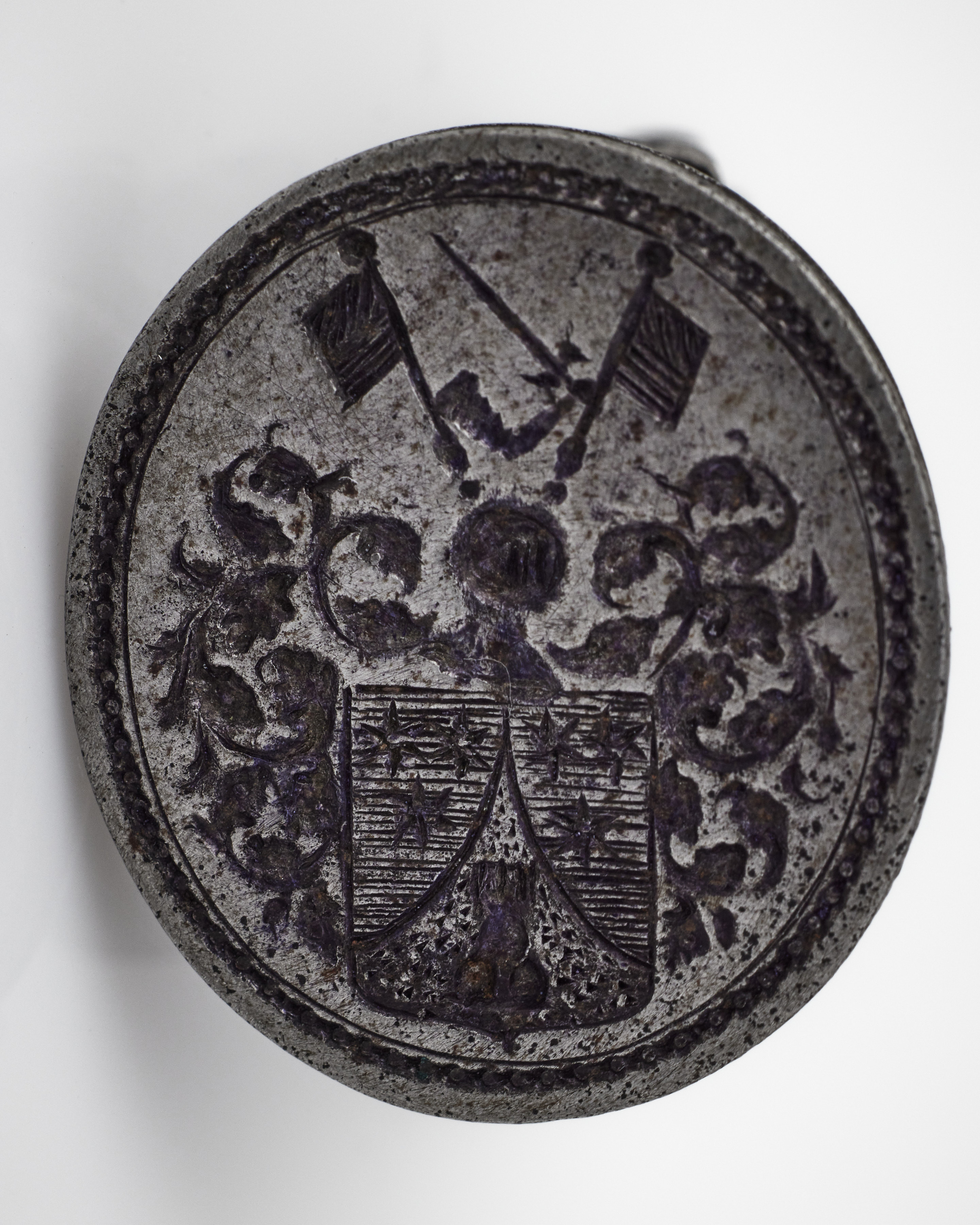 SIGILL FÖR ADLIGA ÄTTEN RIDDERSTEDT, 1700-tal, gjutet och graverat stål ...