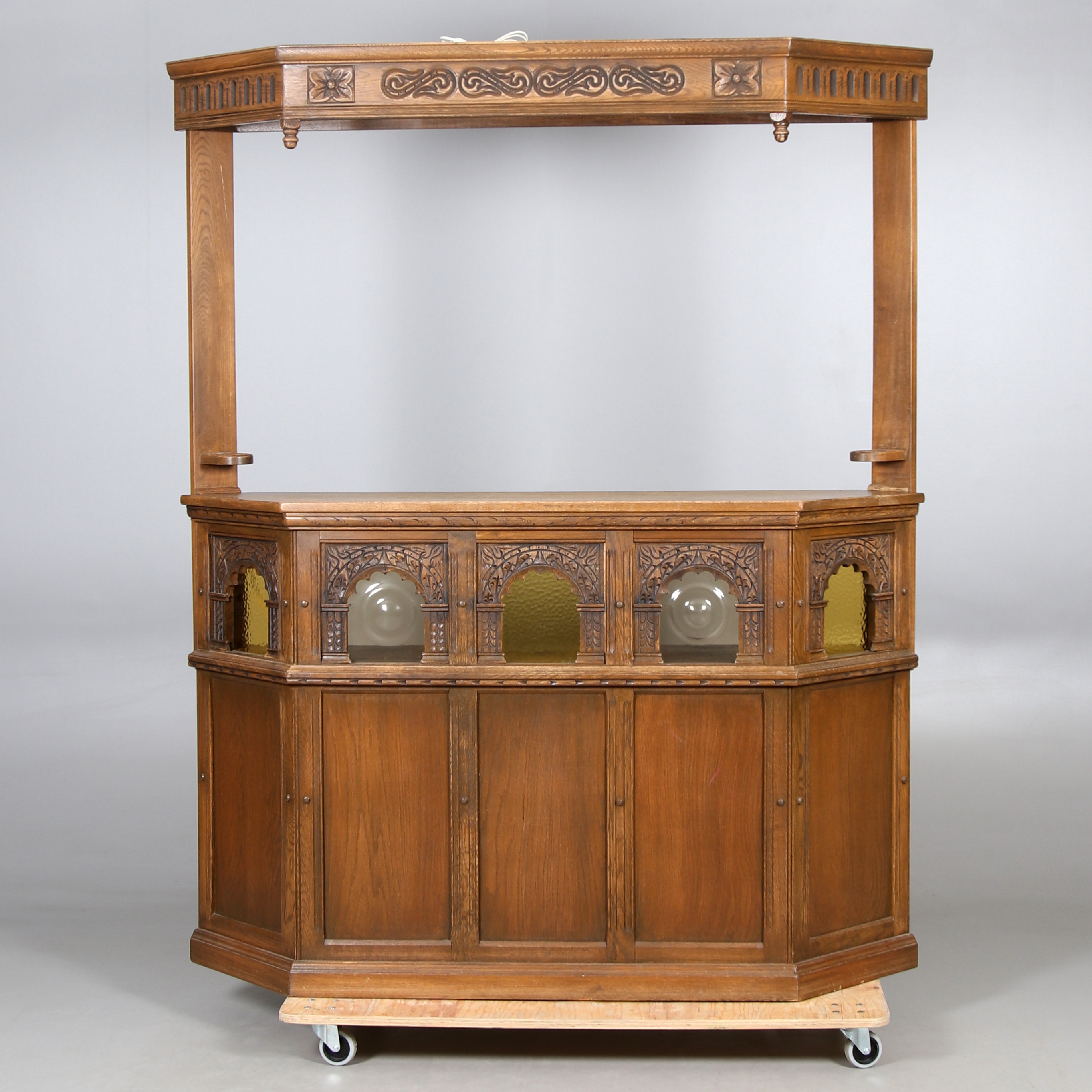 BAR med BARSTOLAR, 4 delar, betsat trä, 1900-talets sista kvartal ...