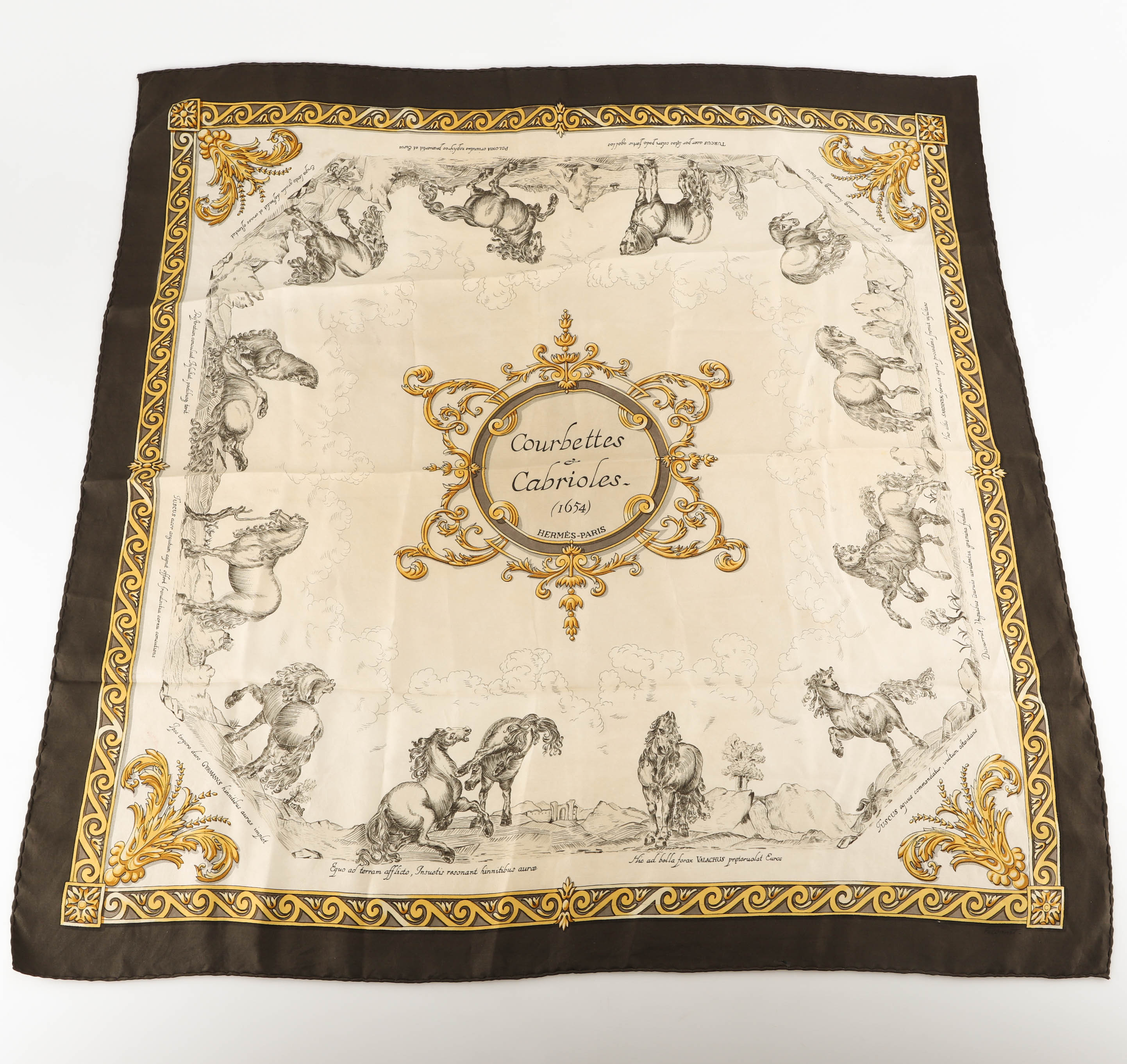 HERMÈS Scarf, "Courbettes & Cabrioles - 1654" siden, 1960-tal ...