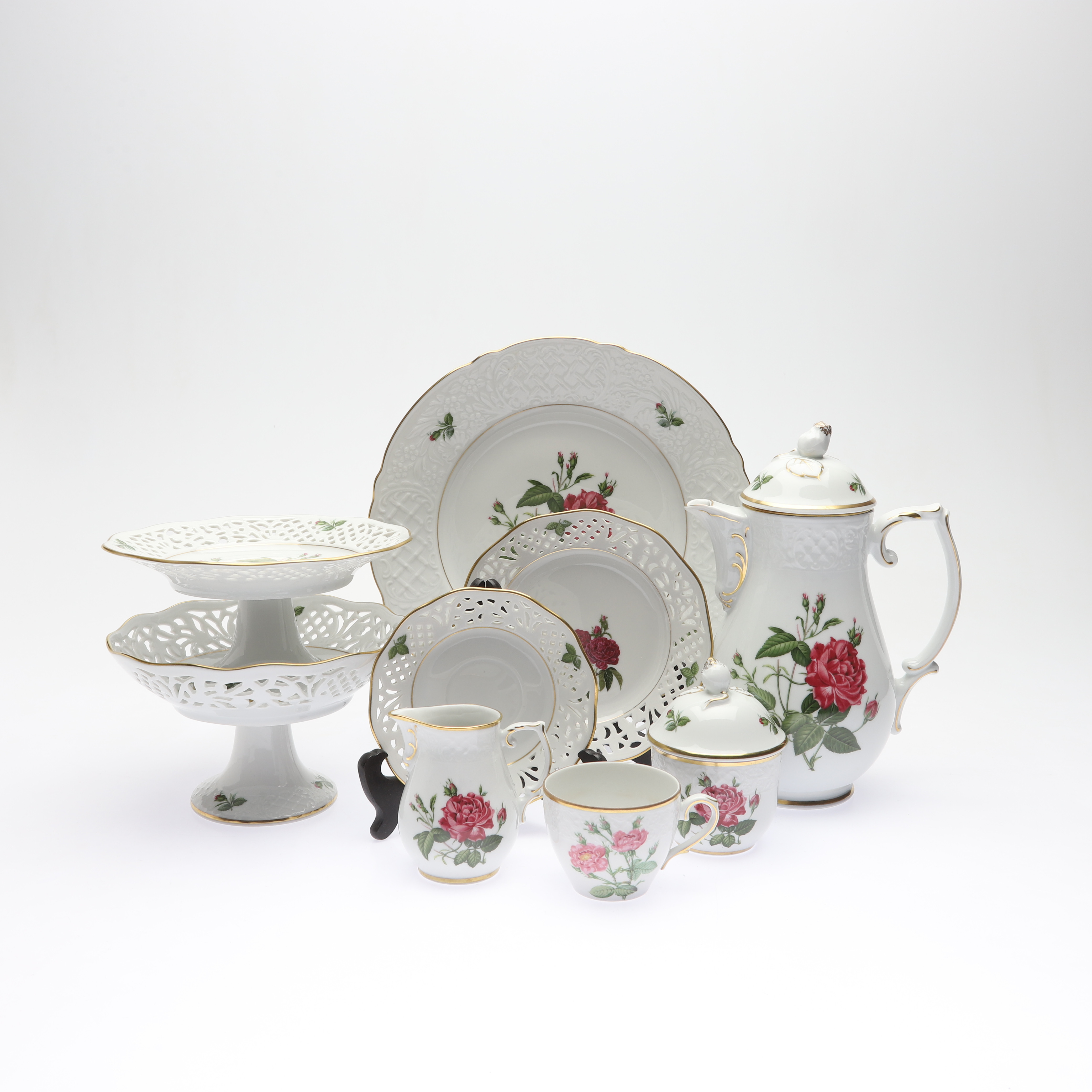 Coquetier Rose redouté en porcelaine (lot de 6