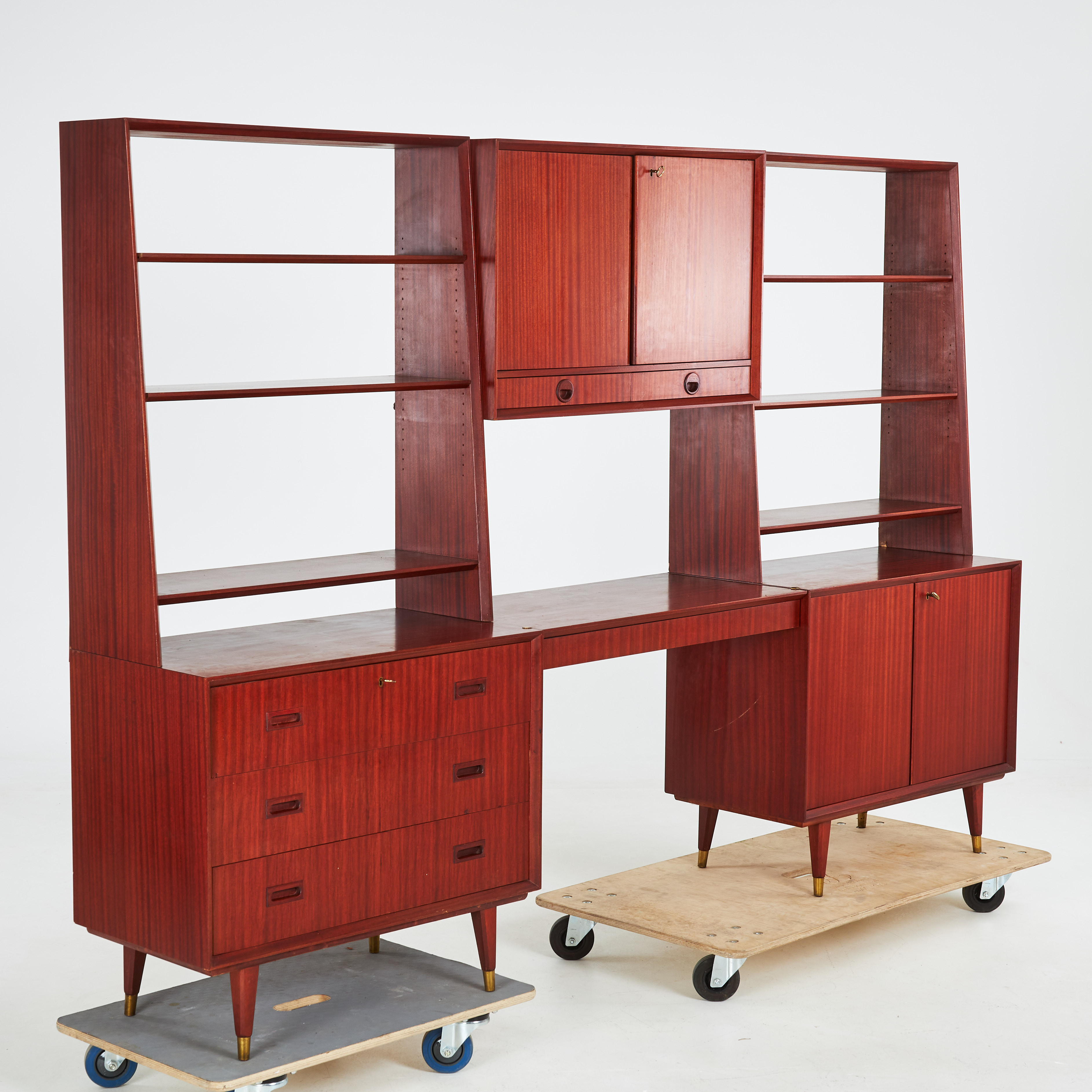 Images for 3486883. A three-section bookcase, circa 1960s, teak veneer ...