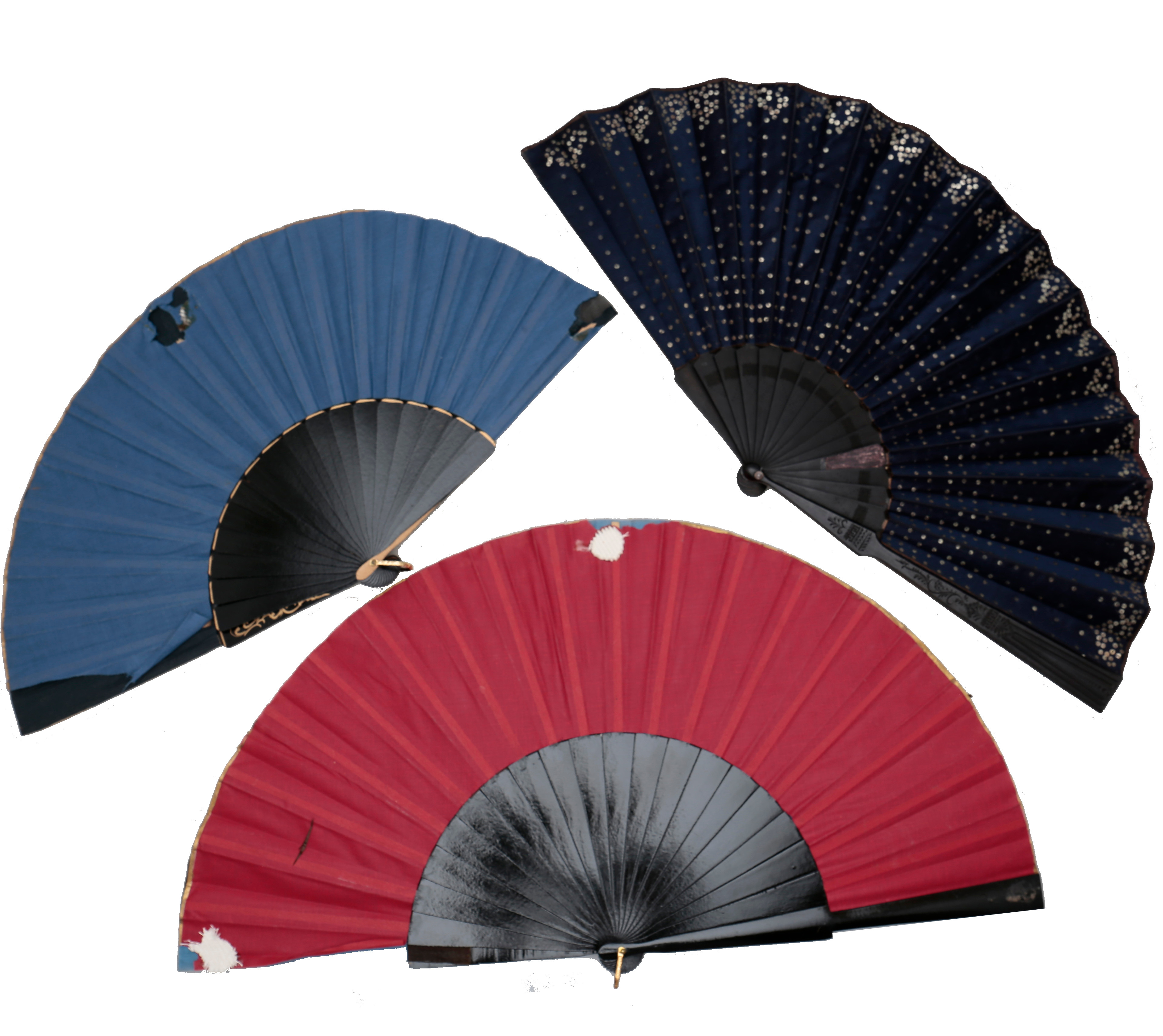 Three Fans Images for 3630037. Three fans with silk leaves, early decades of the ...