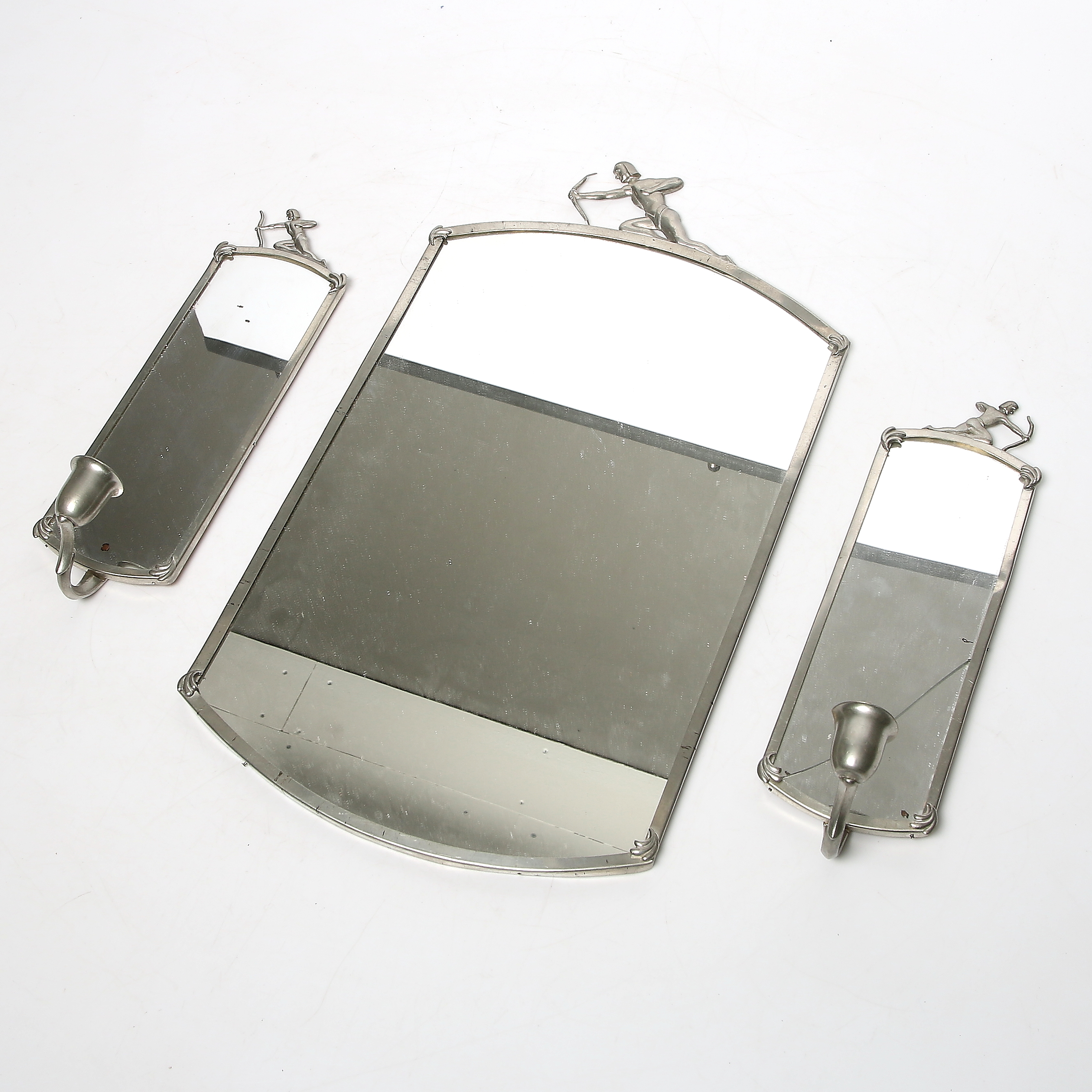 Images for 368643. MIRROR and MIRROR LAMPS, pewter, Art Deco, 1930s