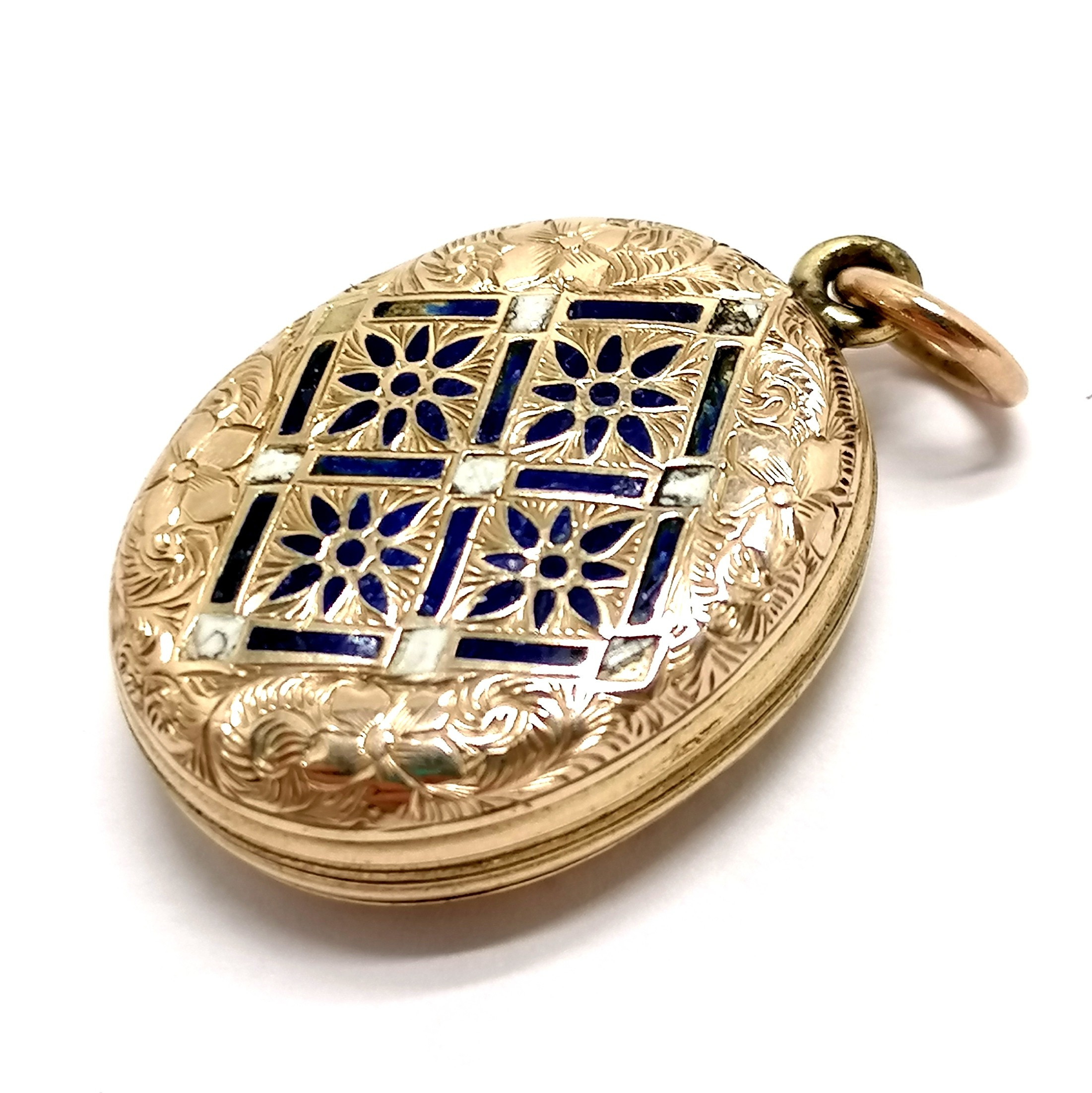 Images for 3860310. ANTIQUE GOLD FRONT & BACK LOCKET WITH ENAMEL DETAIL ...