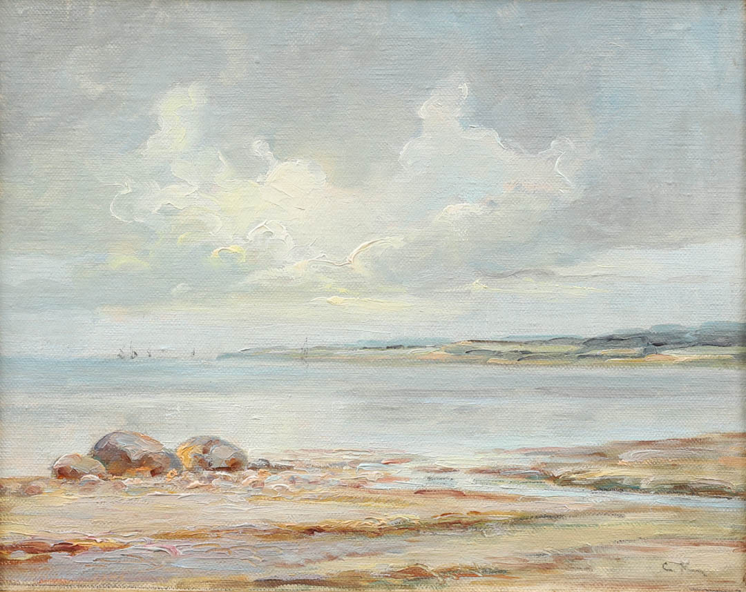 CHRISTIAN ZACHO (DANMARK 1843-1913). "Fra Velje fjord", olja på uppklistrad duk, signerae.