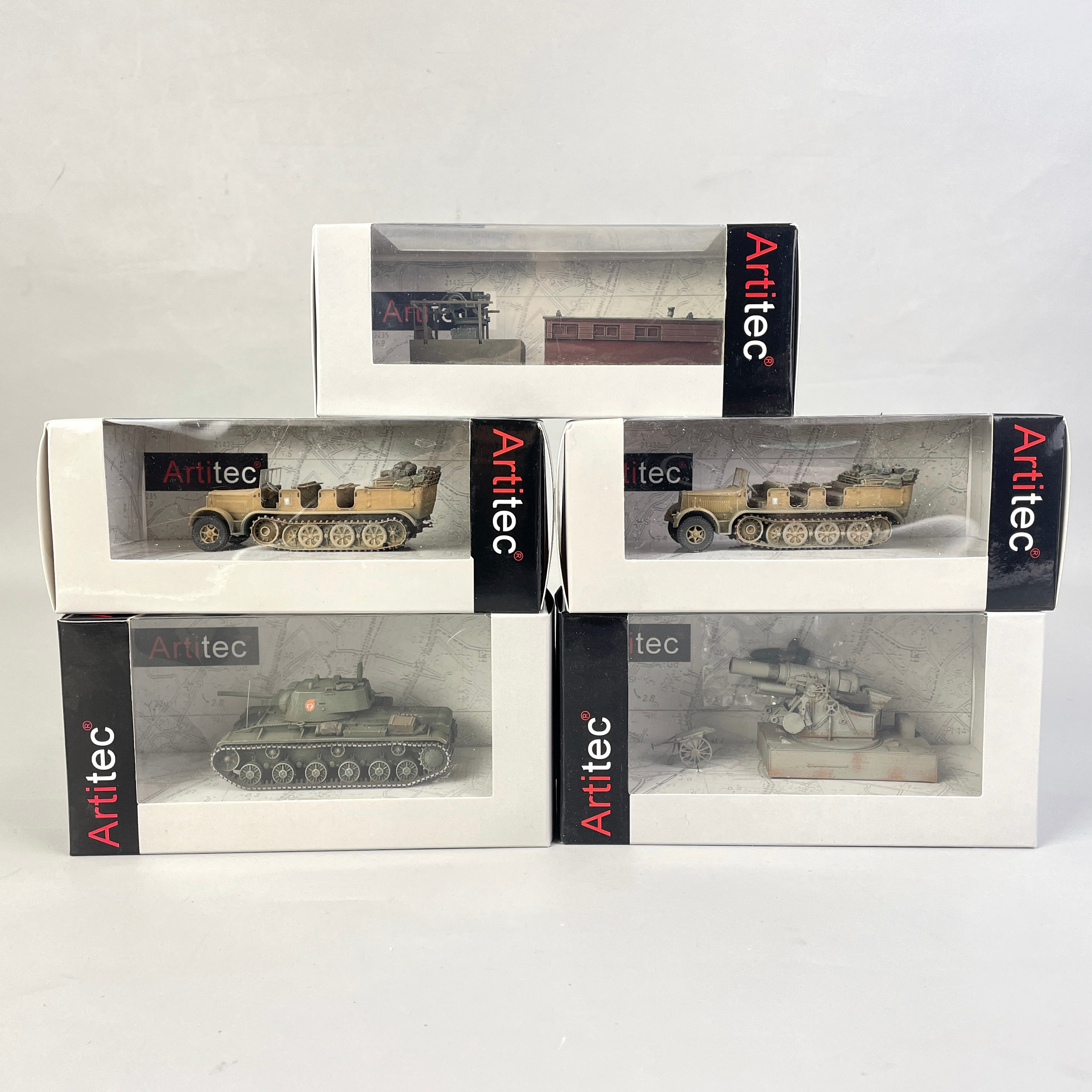 ARTITEC, PANSARFORDON och artilleripjäser, 5st, Scala 1:87, 5st.