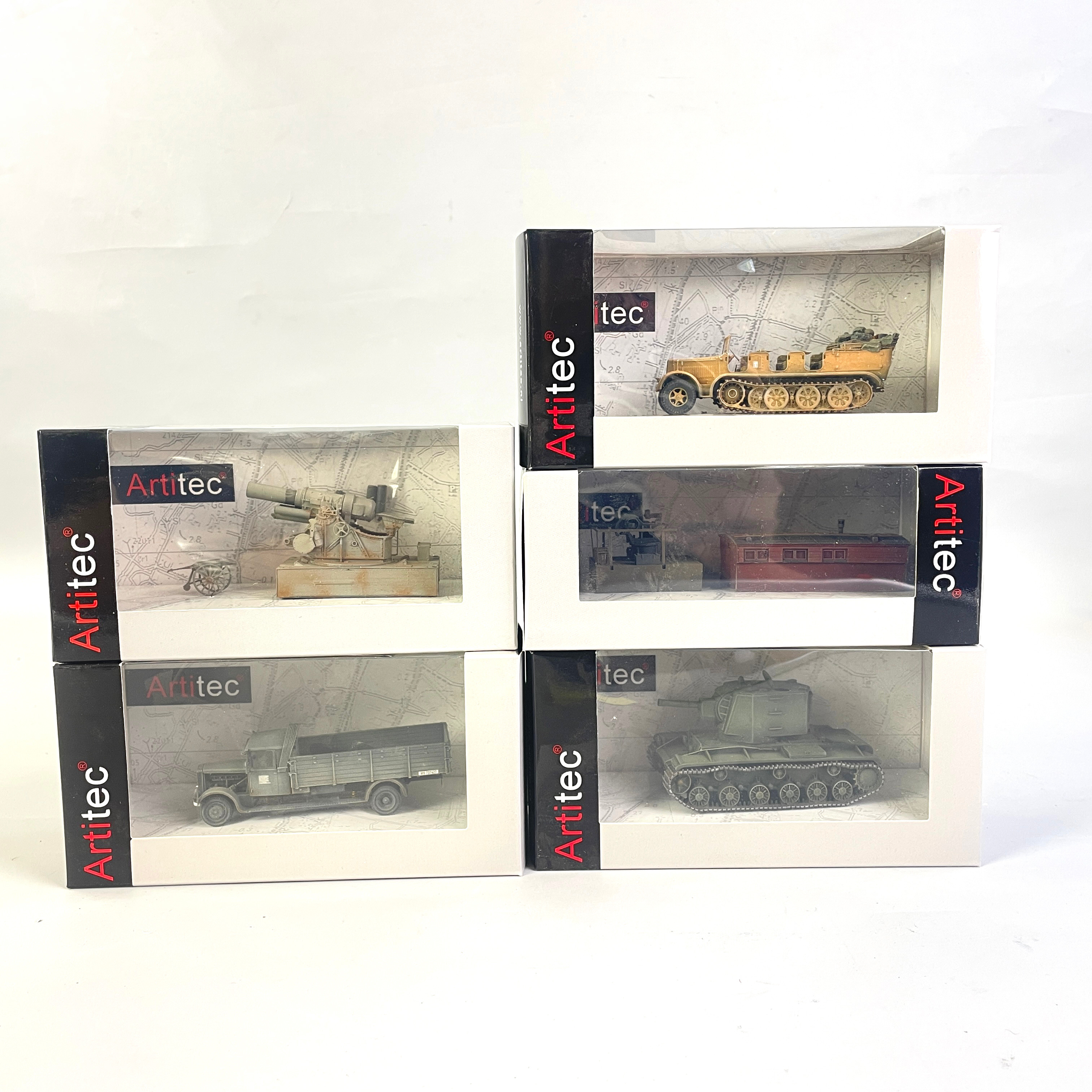 ARTITEC, PANSARFORDON OCH ARTILLERIPJÄSER, Scala 1:87, 5st.