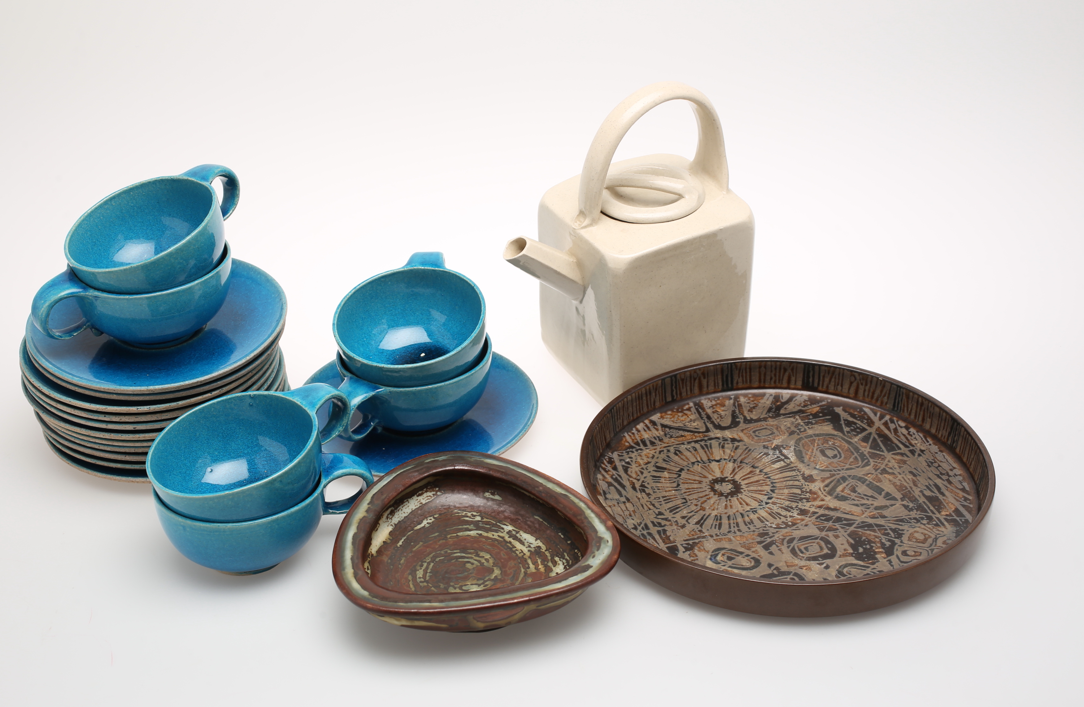 Images For 402183 TEA SET PARTS 6 Parts POT PLATE 2 Pcs Stoneware 