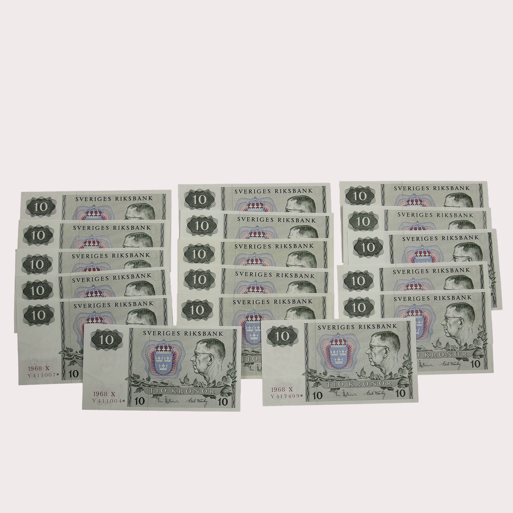 SEDLAR, 10 kronor, 17 stycken, Sverige.
