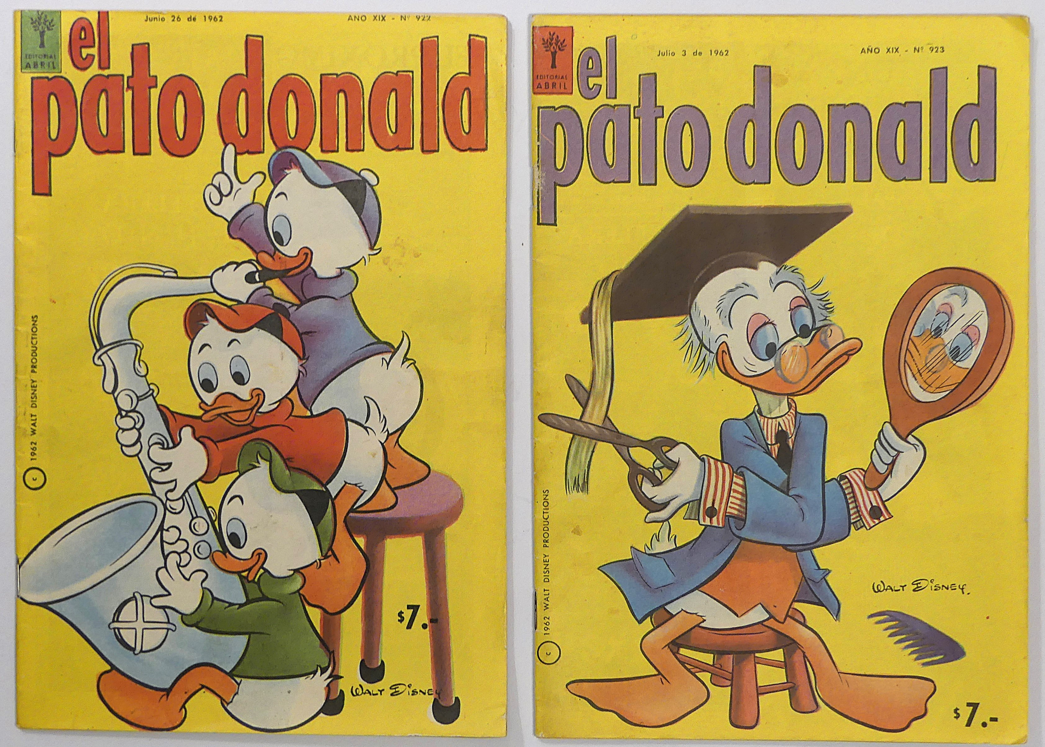 SERIETIDNINGAR, två utländska Kalle Anka tidningar, "el Pato Donald", 1962.