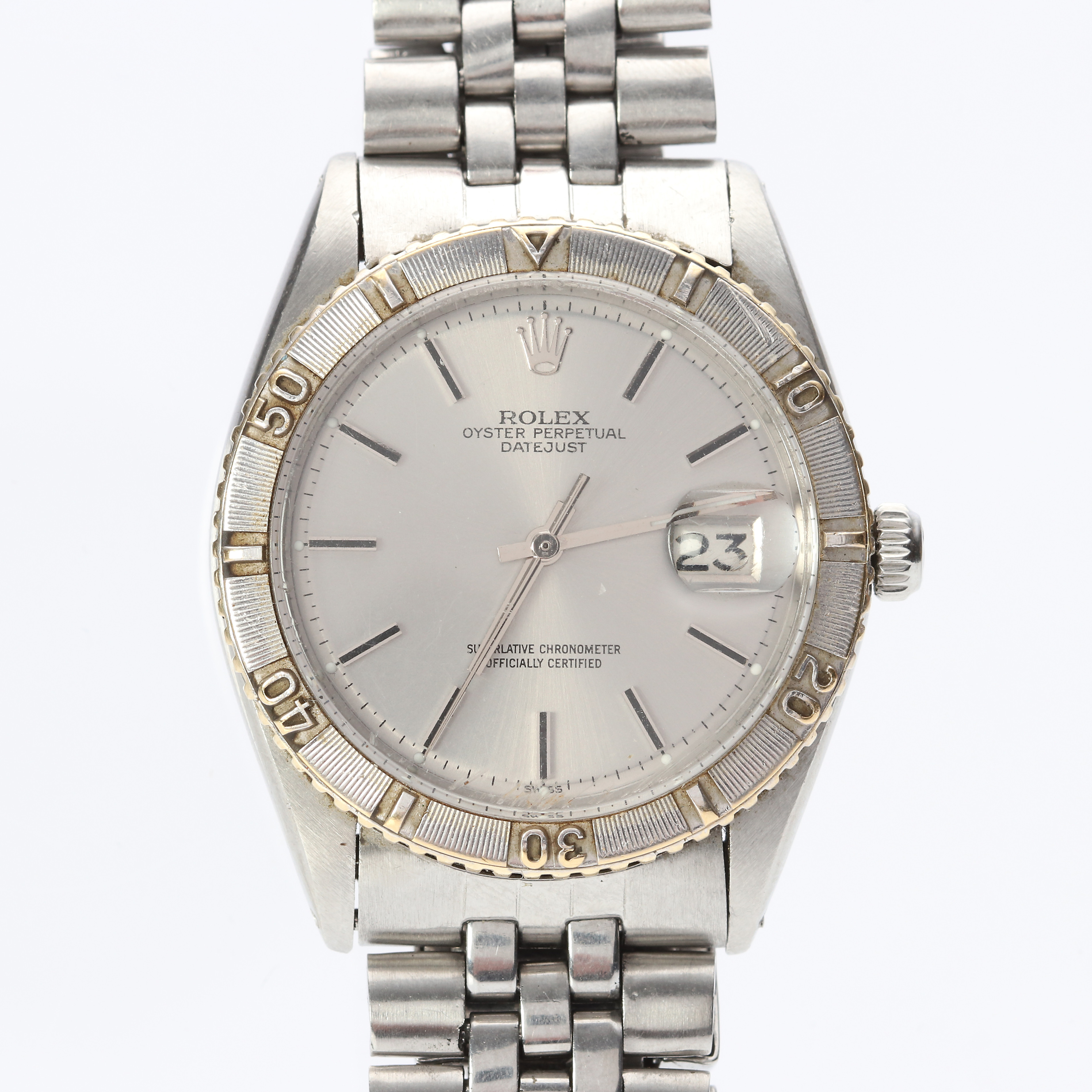 ROLEX OYSTER PERPETUAL TURN-O-GRAPH, ARMBANDSUR. Stål, vridring i vitguld, automatisk.