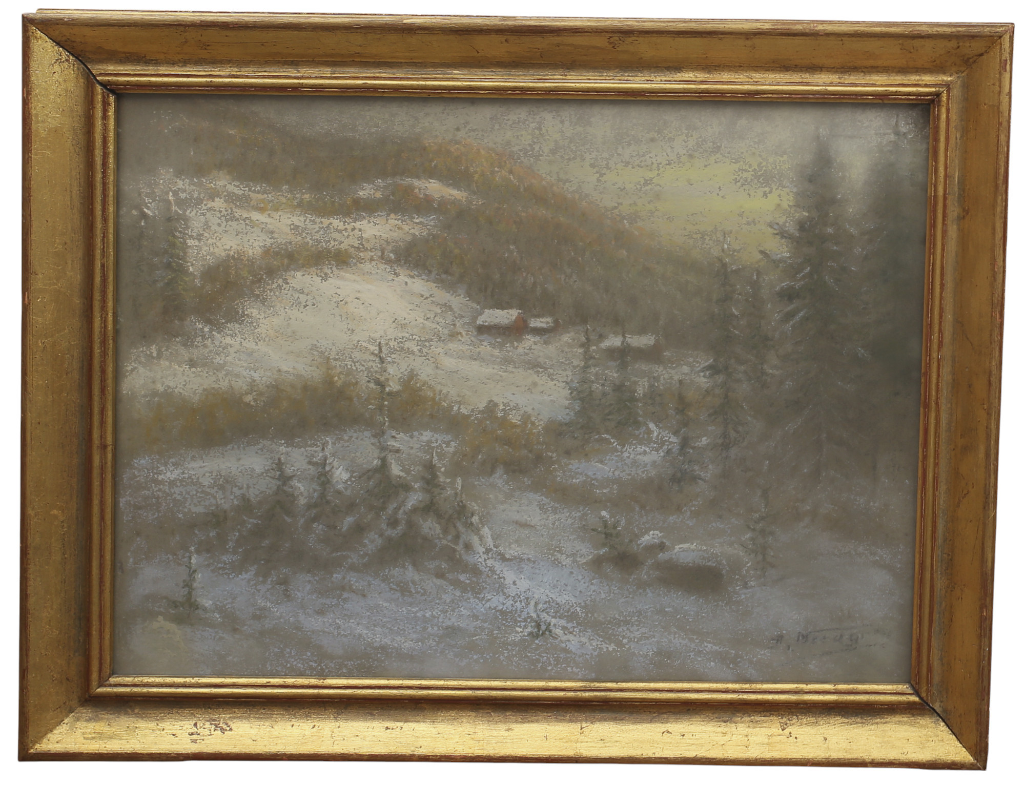 AXEL NORDGREN. pastell, "Vinterlandskap", signerad A Nordgren.
