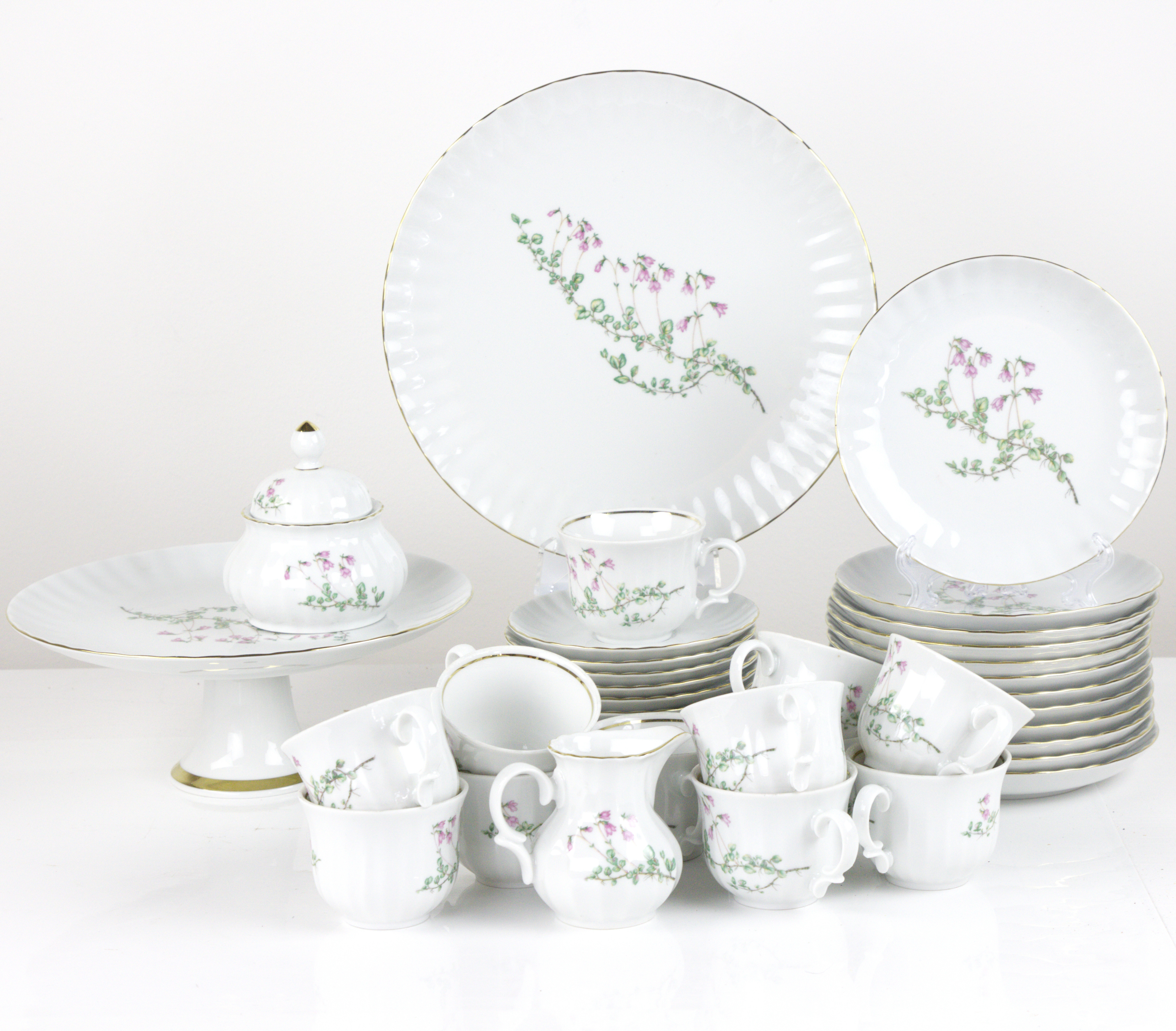 KAFFESERVIS, 40 delar, mönster Linnea, Wunsiedel, porslin, Bavaria, Tyskland.