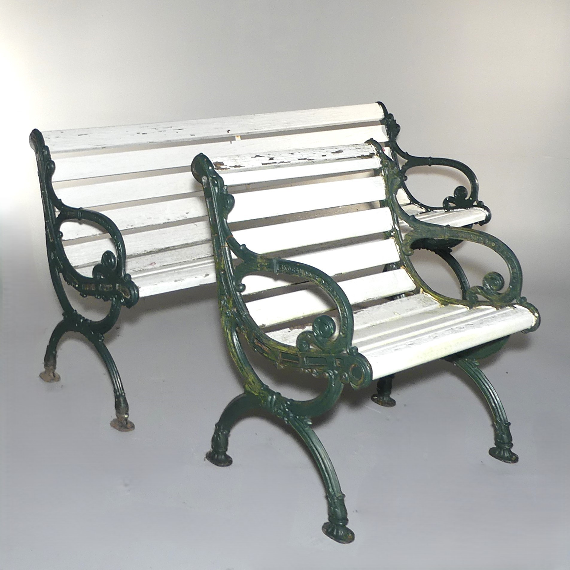 TRÄDGÅRDSMÖBLER, gjutjärn, soffa och fåtölj, Skoglund & Olson, Gefle
