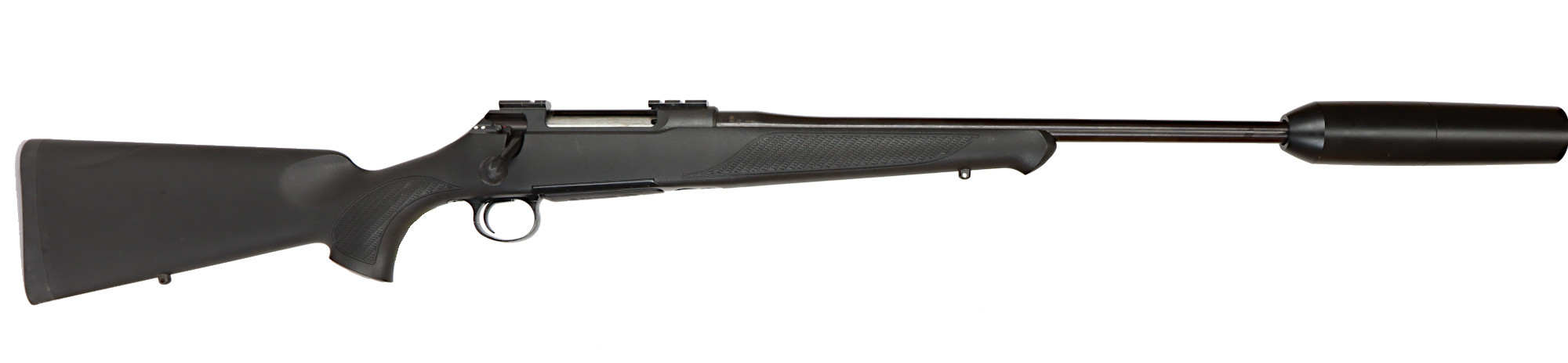 KULGEVÄR MED LJUDDÄMPARE, fabrikat Sauer, modell 100 Classic, kaliber .243W, tillv.nr C014530, se-nr SE2900321.