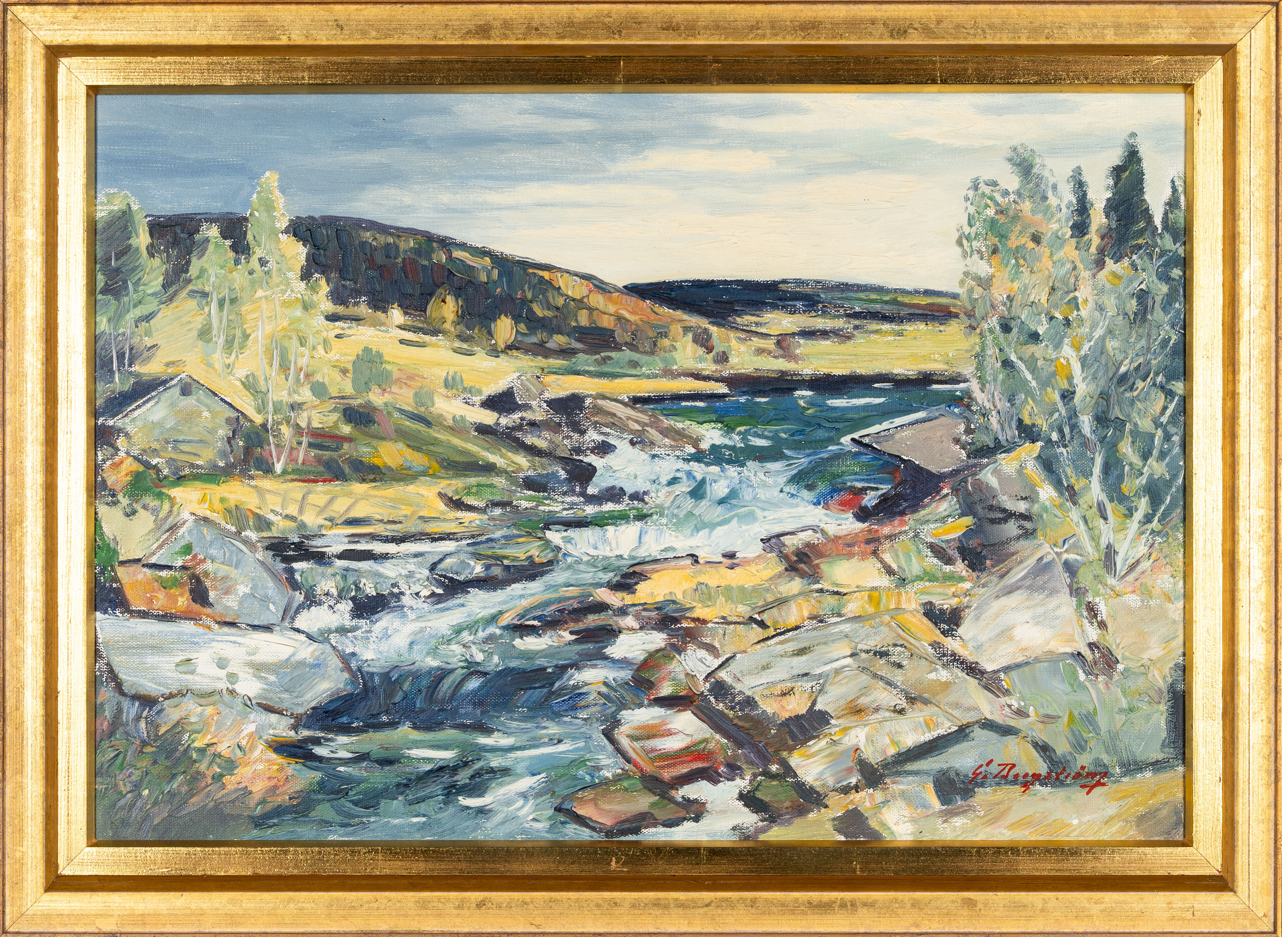 GUNNAR BERGSTRÖM. Olja på duk, Landskapsmotiv, 1900-tal.