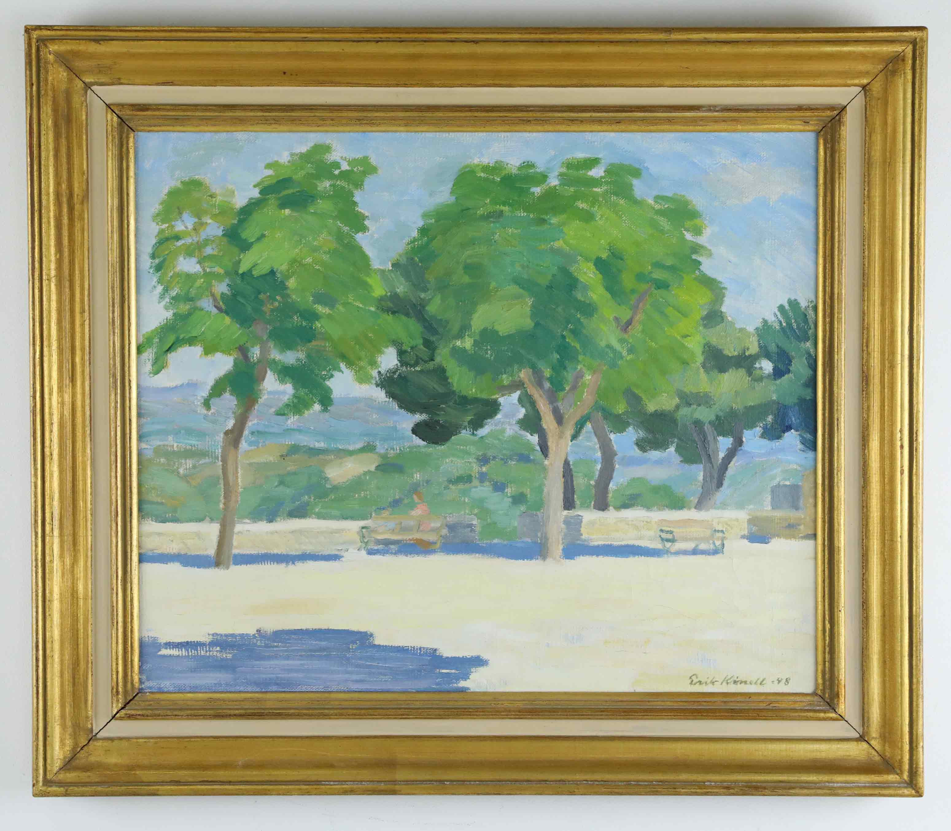 ERIK KINELL. Olja på duk, "Piazzan, Gaguez sur mer", signerad och daterad 1948.