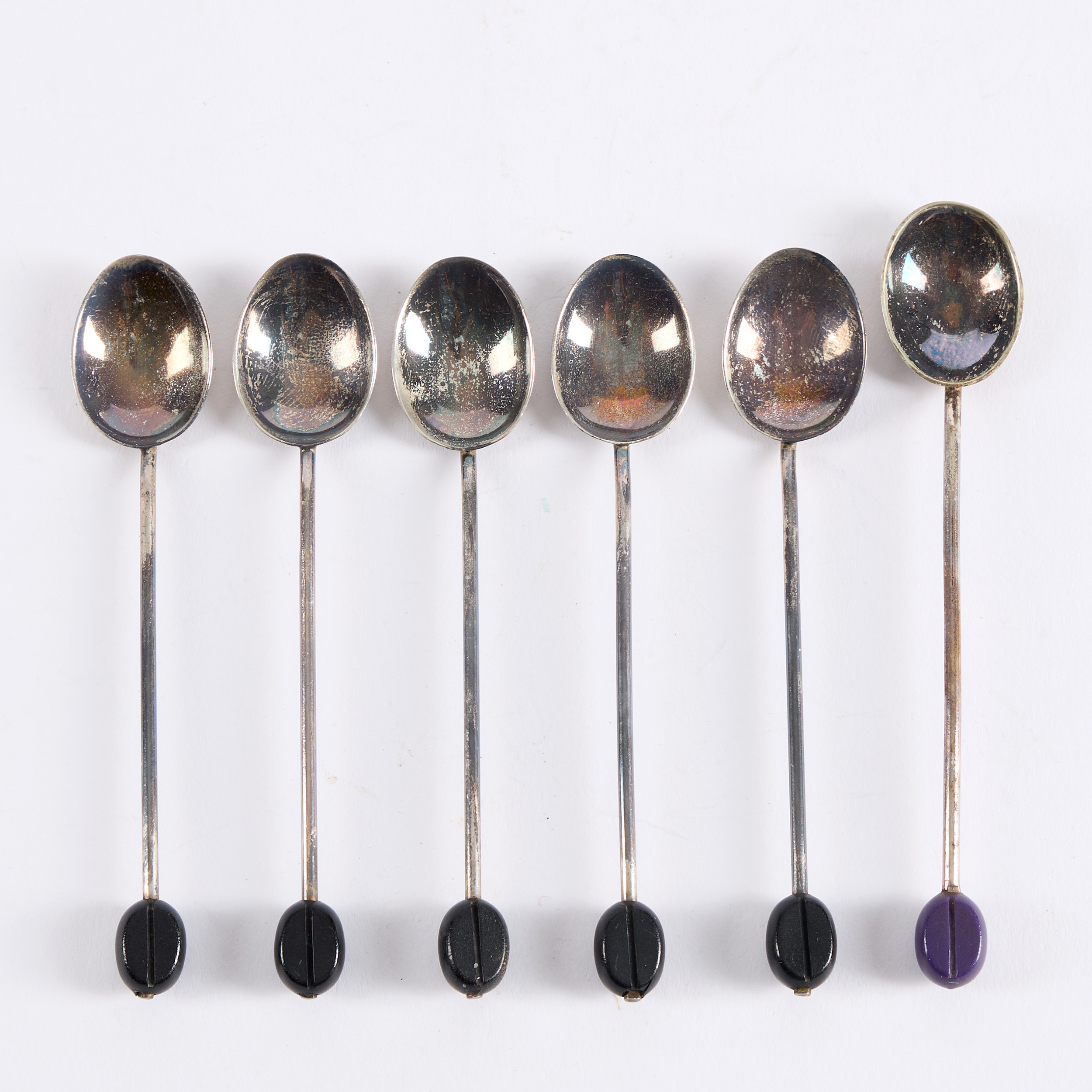 MOCKASKEDAR, 6 stycken, sterling silver, Birmingham, 1924. Total vikt ca 33 gram.