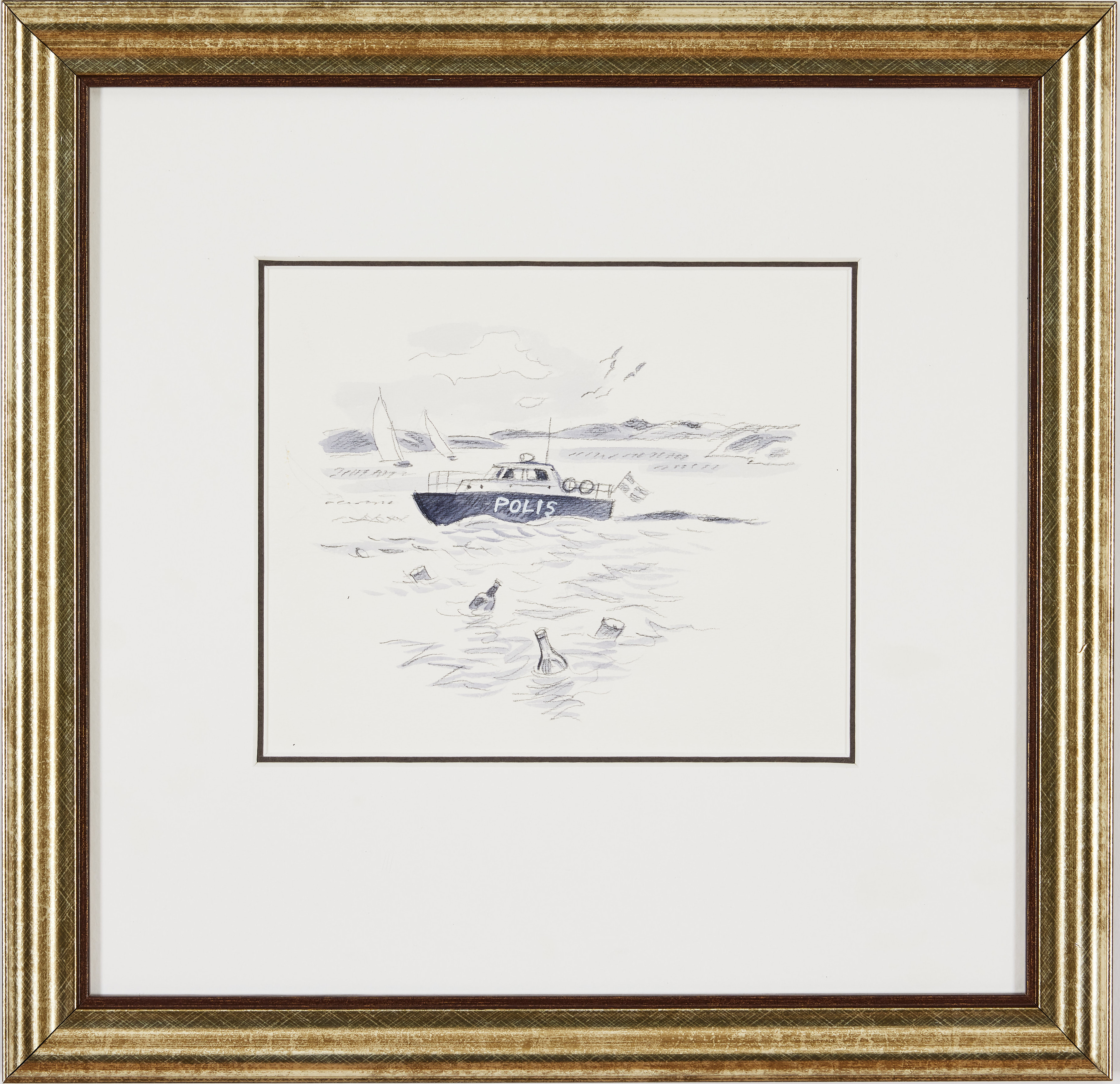 GUNNAR BRUSEWITZ. "Polisbåt" ur "Min barndoms skärgård".