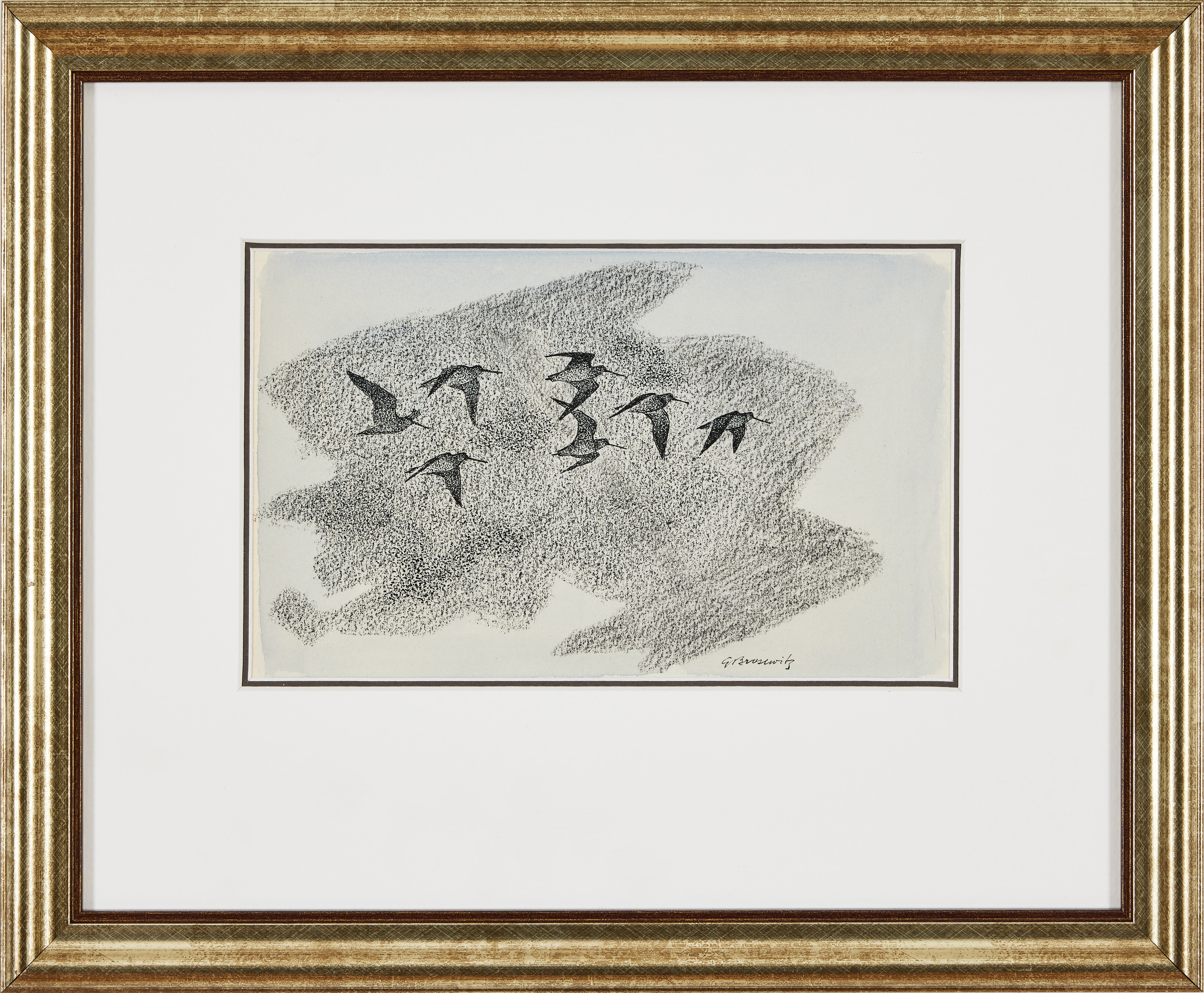 GUNNAR BRUSEWITZ. Nattsträckande myrspovar ("Nattens stämmor") ur "Stockholm staden på landet".