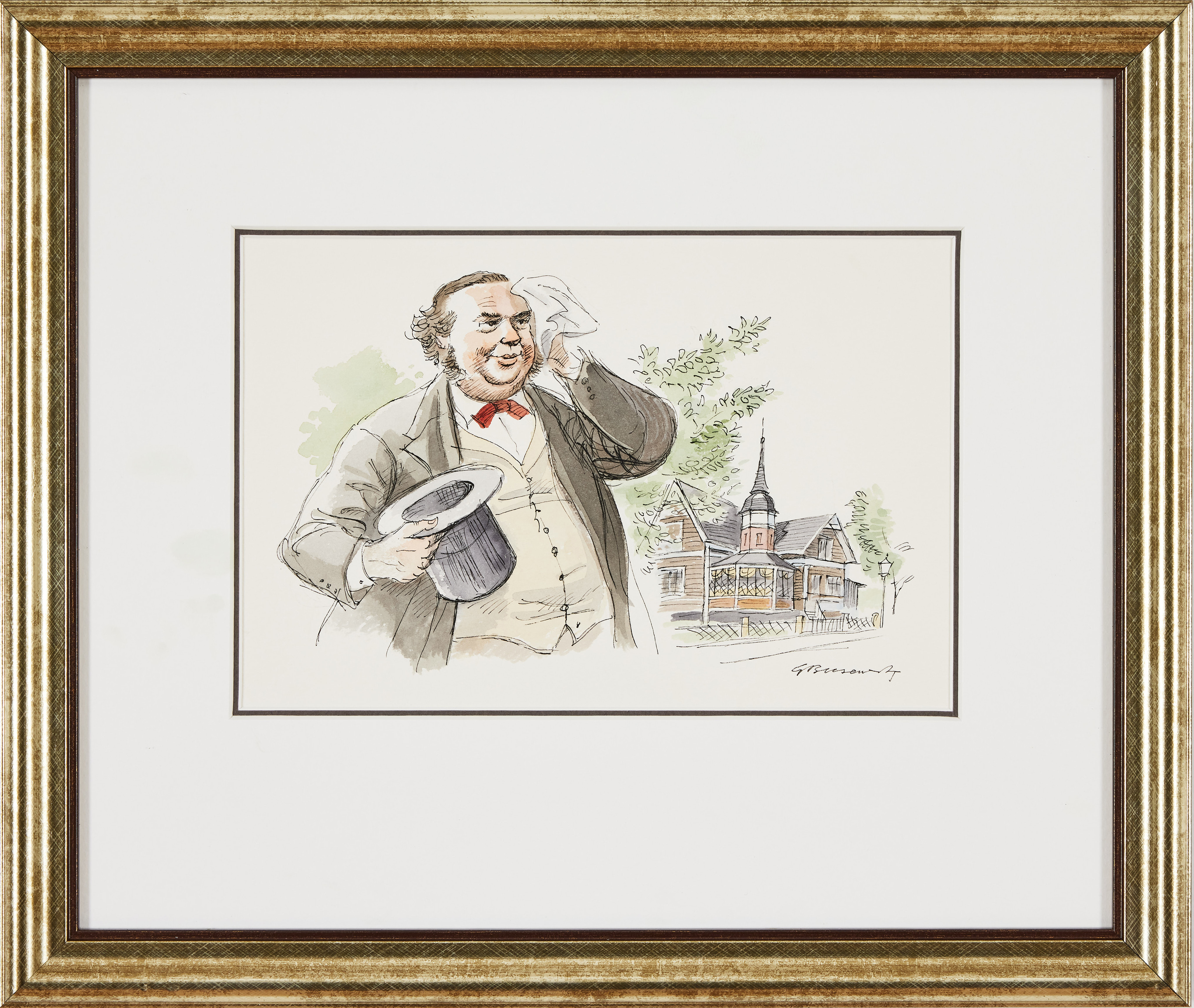 GUNNAR BRUSEWITZ. Bassångaren Uddman framför villa Godthem ur "Ekoparken- Djurgården-Haga-Ulriksdal".