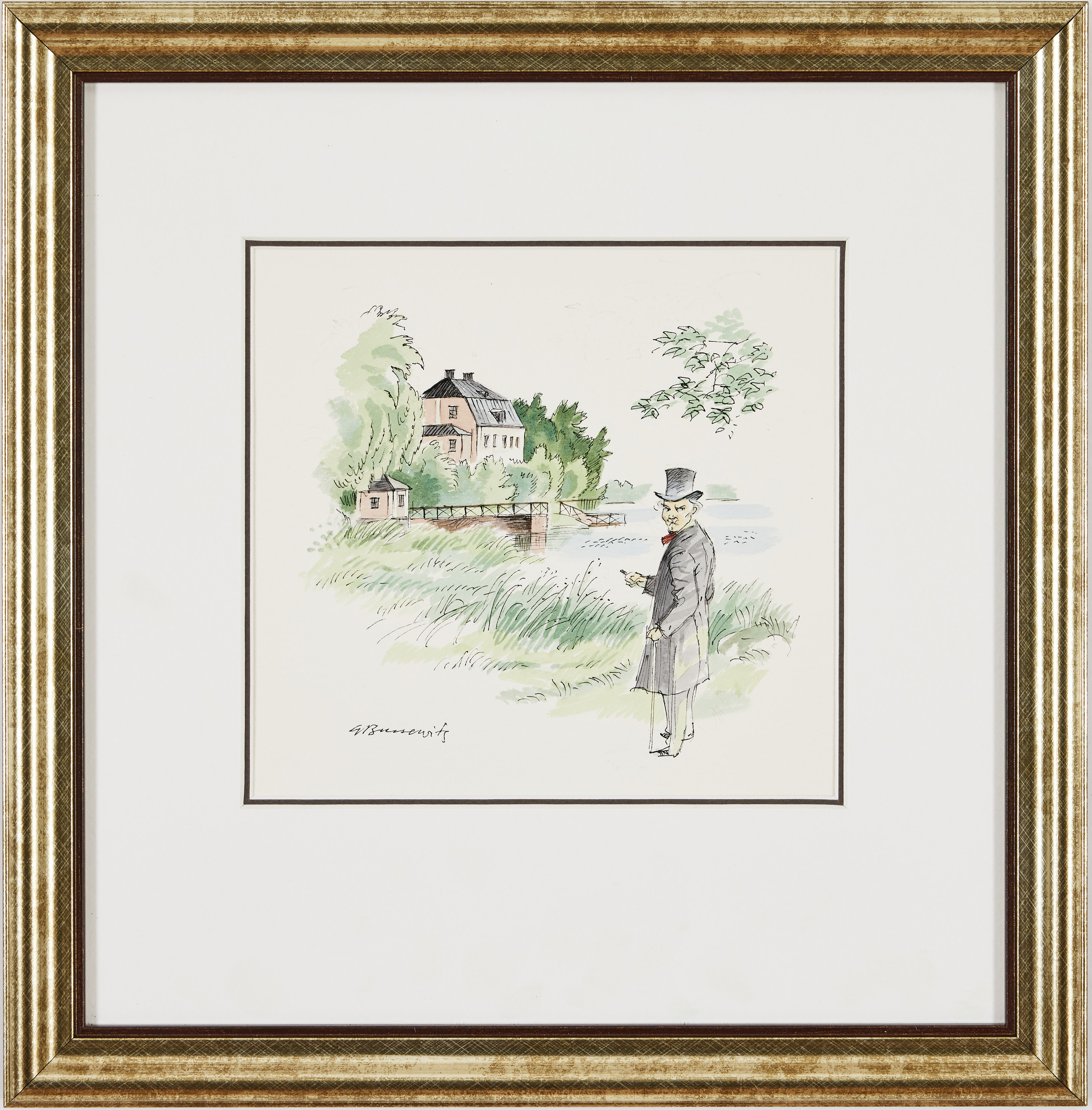 GUNNAR BRUSEWITZ. "Strindberg", ur "Ekoparken- Djurgården-Haga-Ulriksdal".