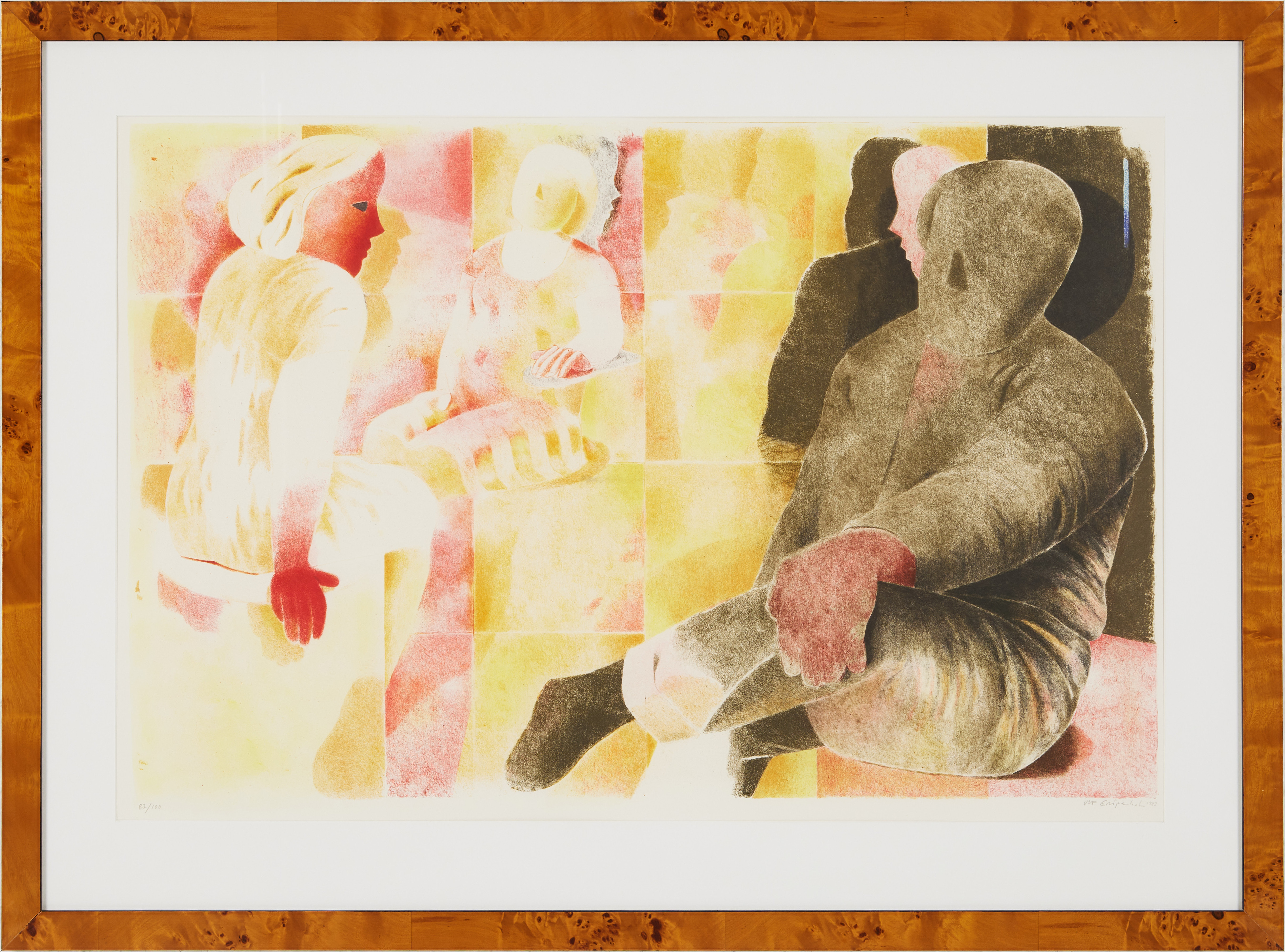 ULF GRIPENHOLM. Figurkomposition, färglitografi, signerad och numrerad Ulf Gripenholm 1983, 82/100.