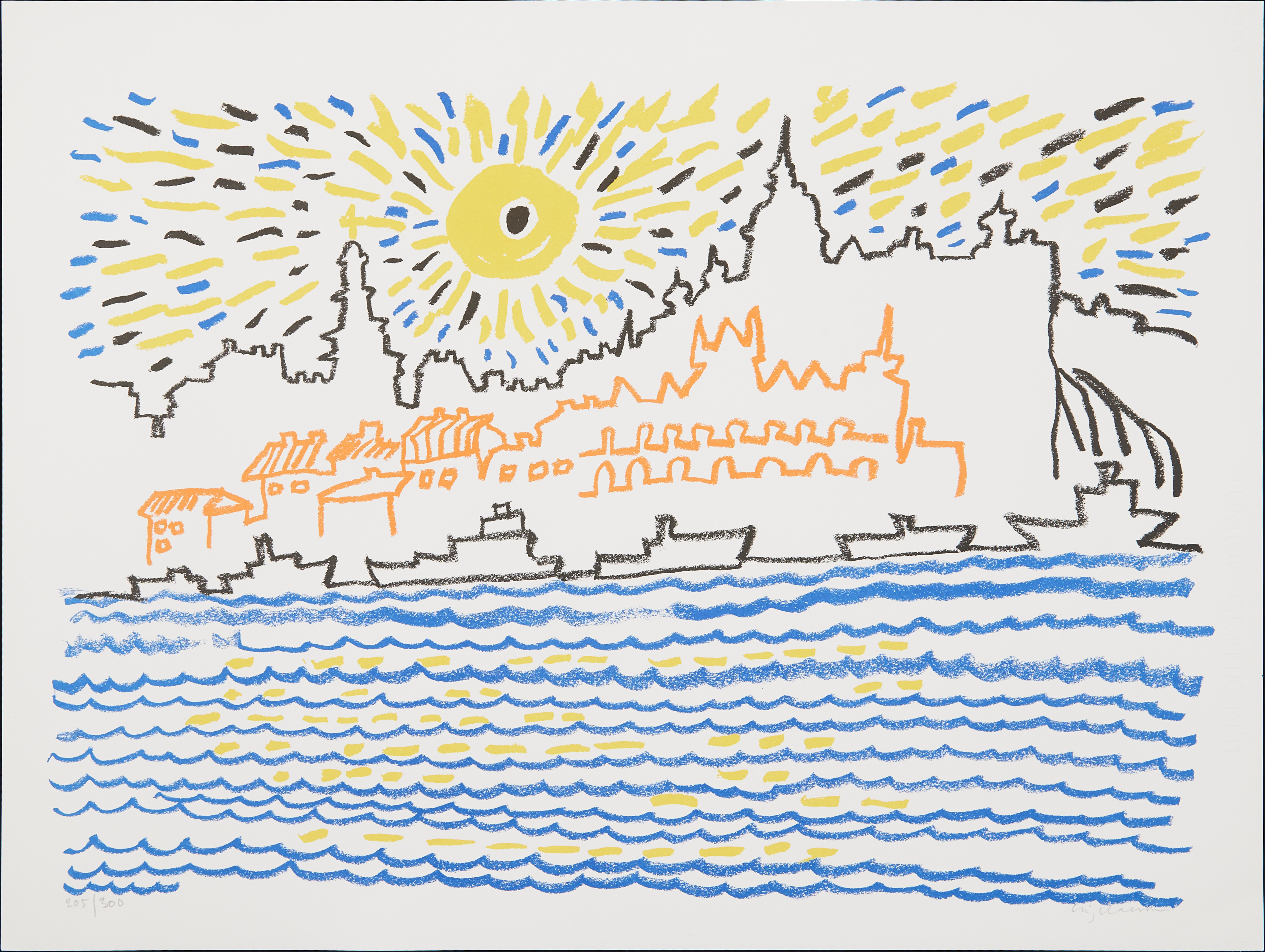 STIG (SLAS) CLAESSON. Stockholmsmotiv, färglitografi, signerad och numrerad 205/300.